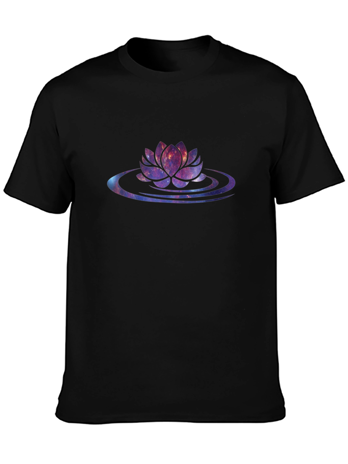 Galaxy Lotus Flower Black T-Shirt