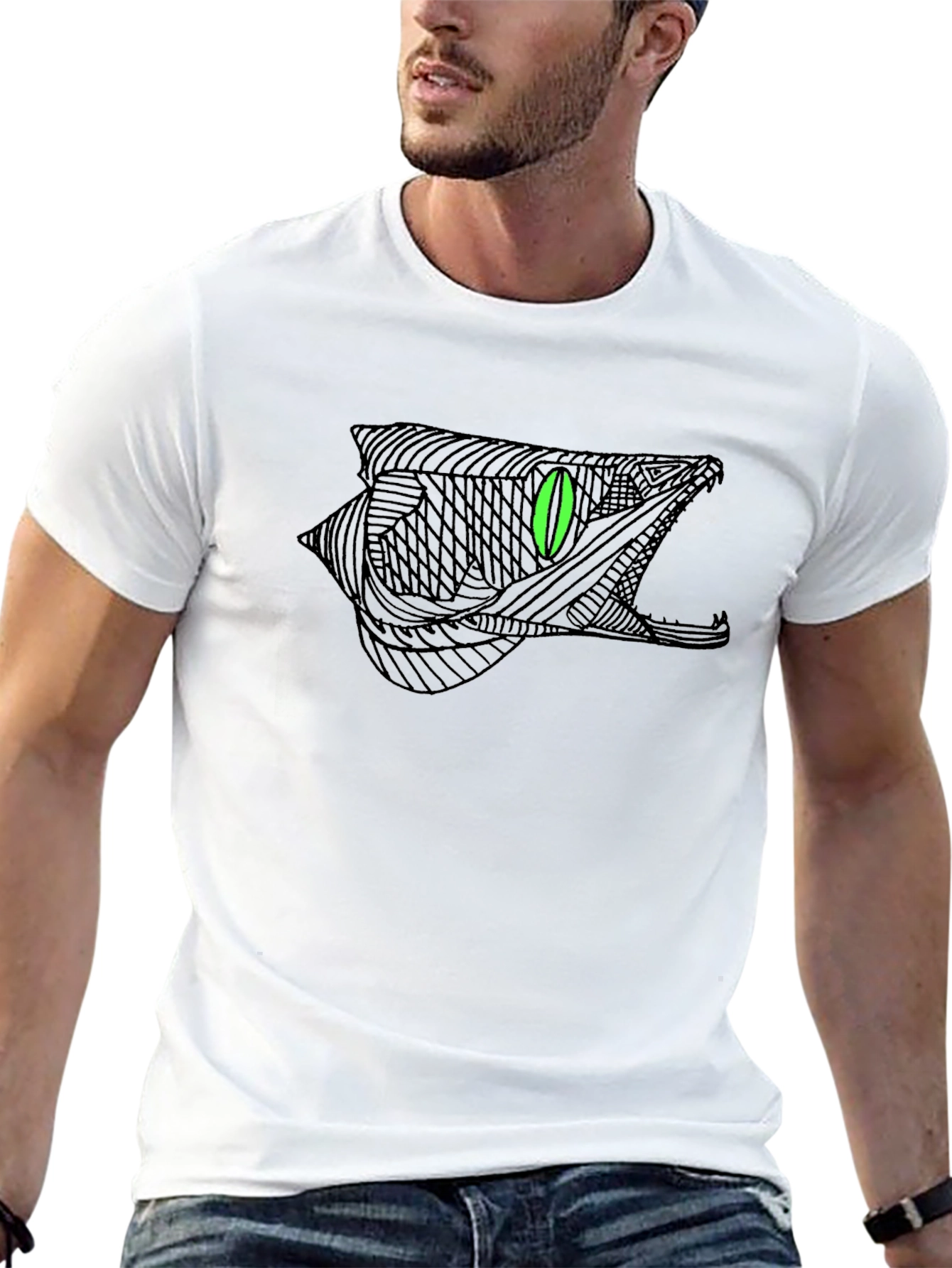 Mens Black Snake Graphic Tee - Stylish Design