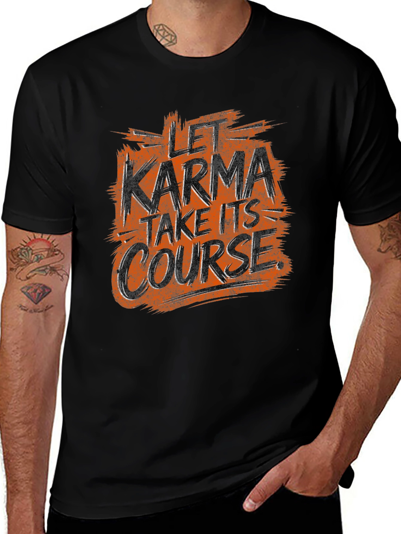 Let Karma Take Its Course Black Graphic Tee