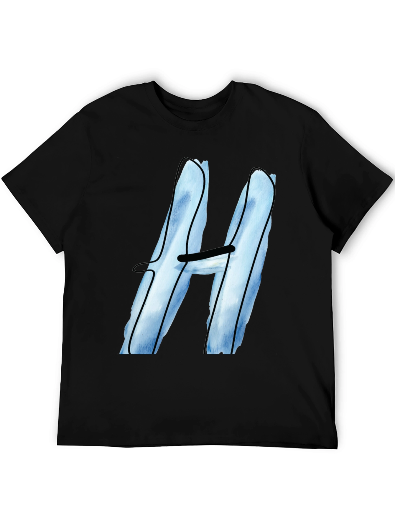 Cool Blue H Graphic Tee - Black Cotton Blend