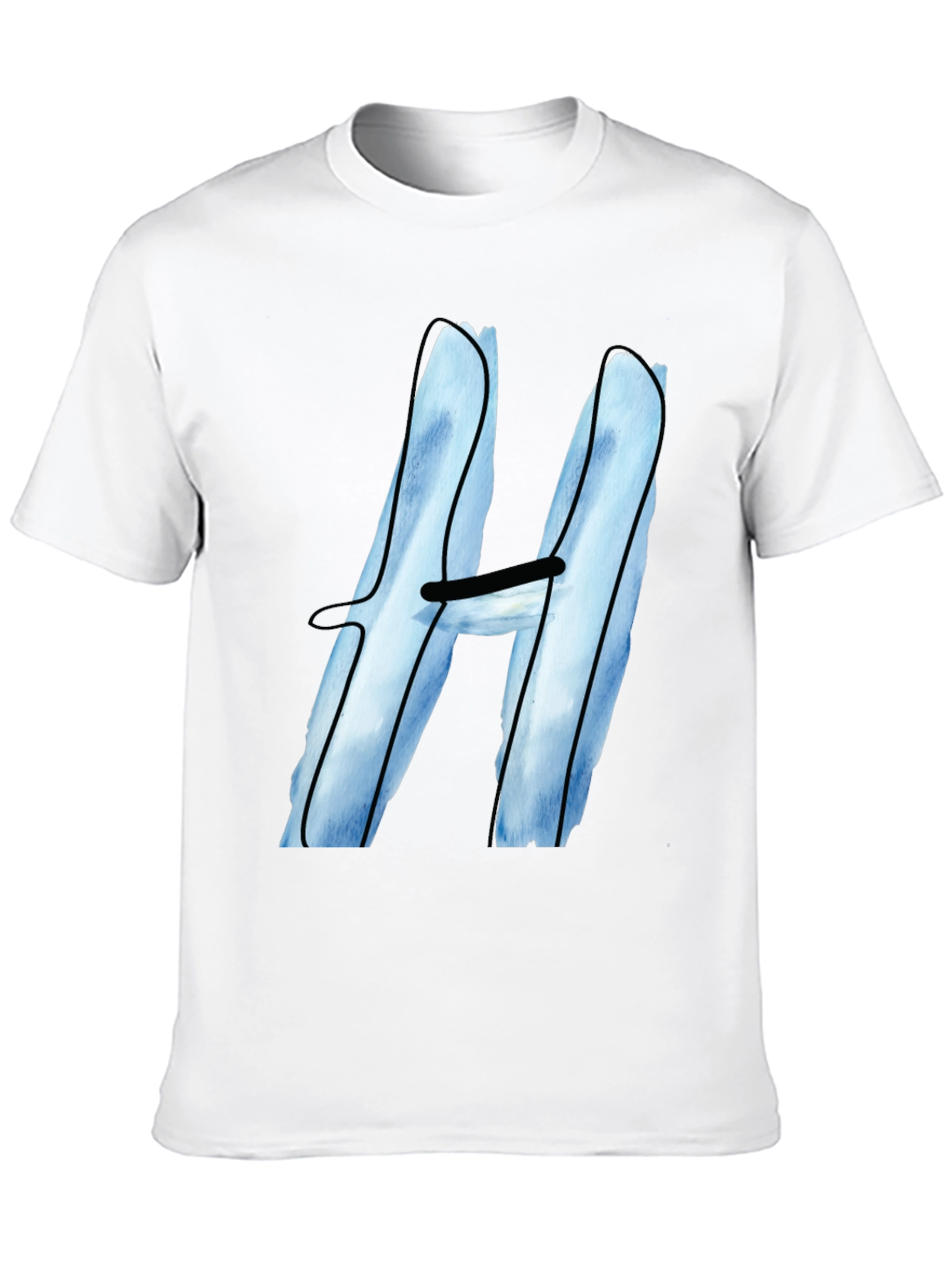 Cool Blue H Graphic Tee - Black Cotton Blend
