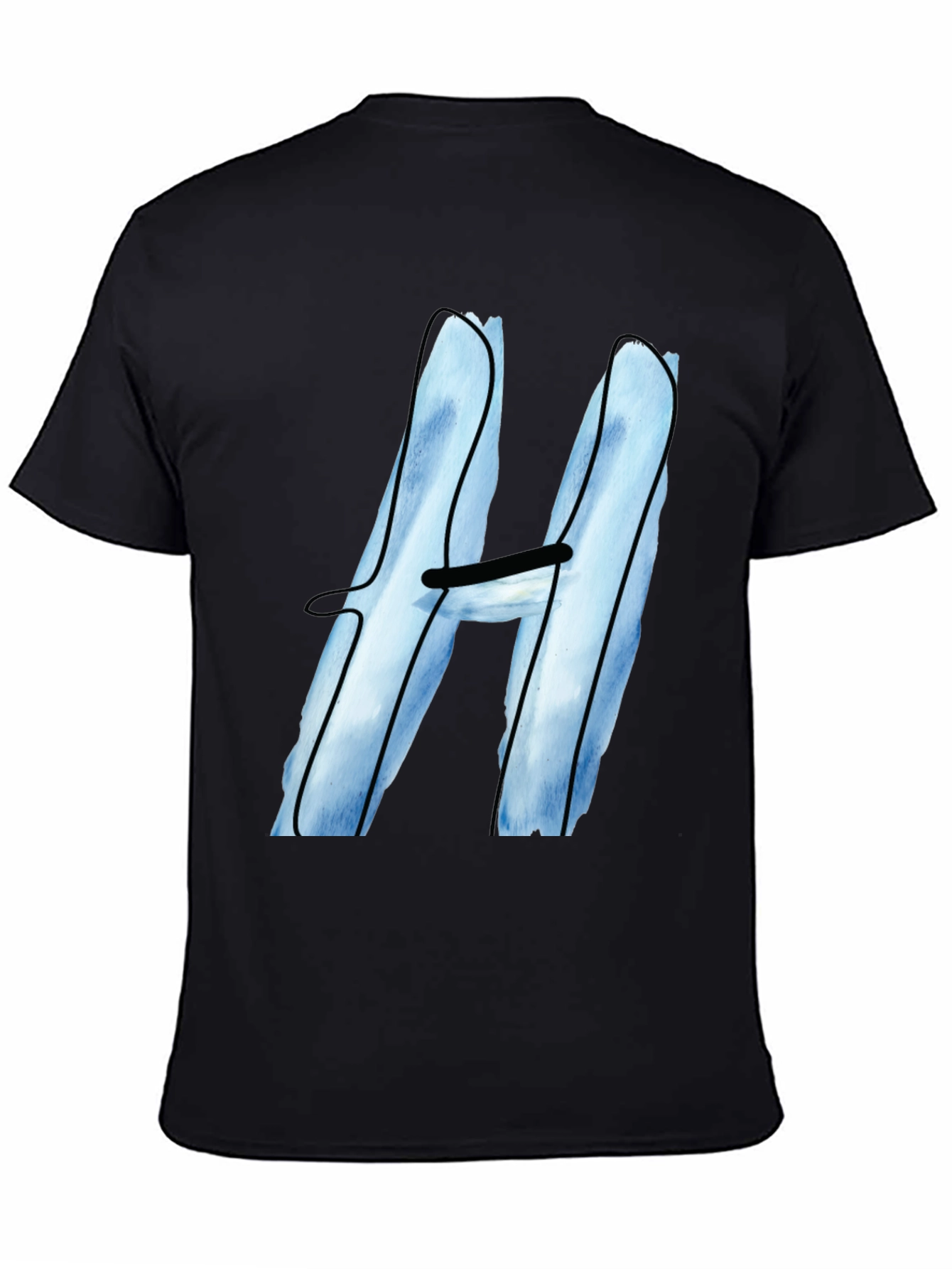 Cool Blue H Graphic Tee - Black Cotton Blend