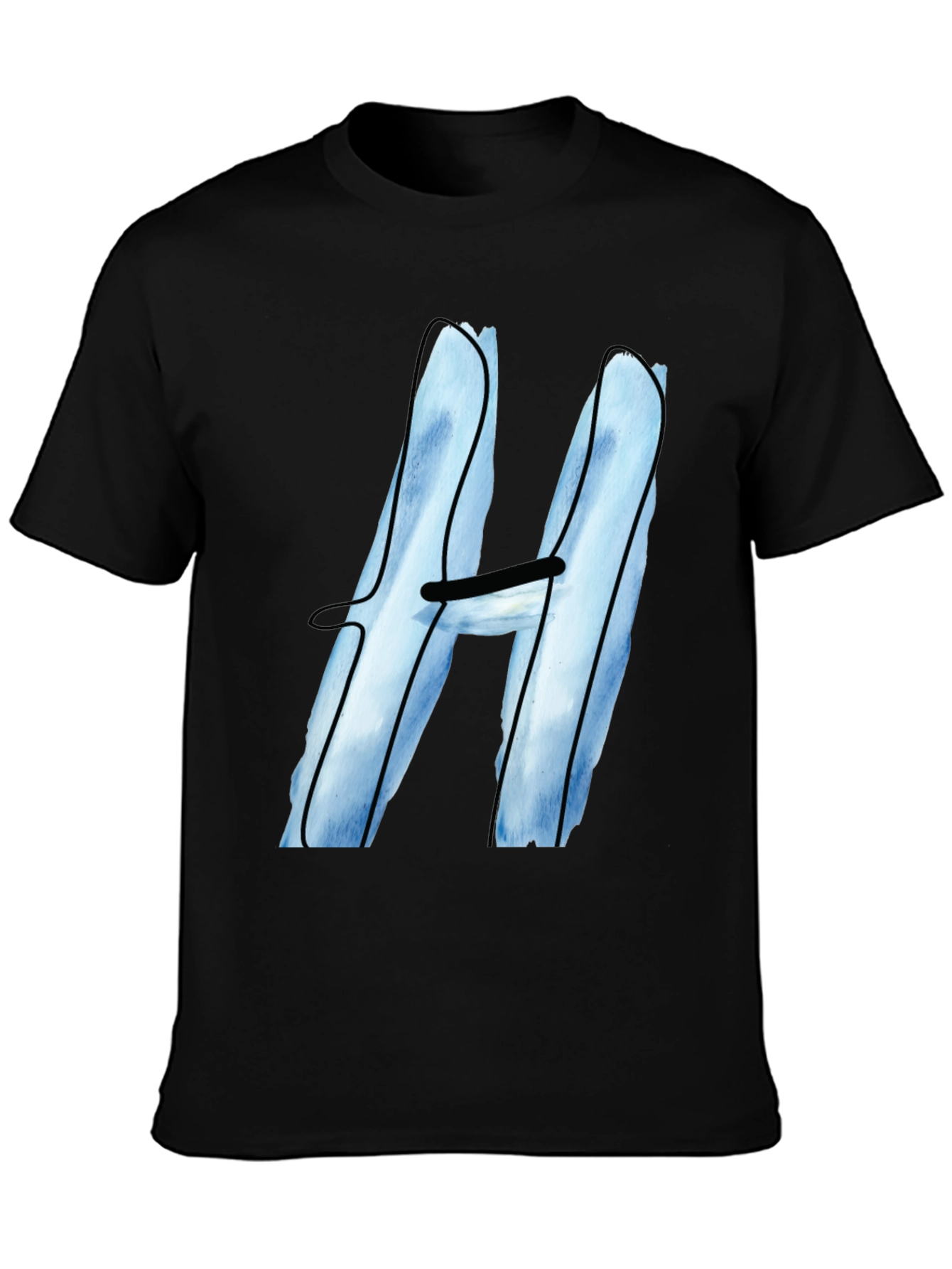 Cool Blue H Graphic Tee - Black Cotton Blend