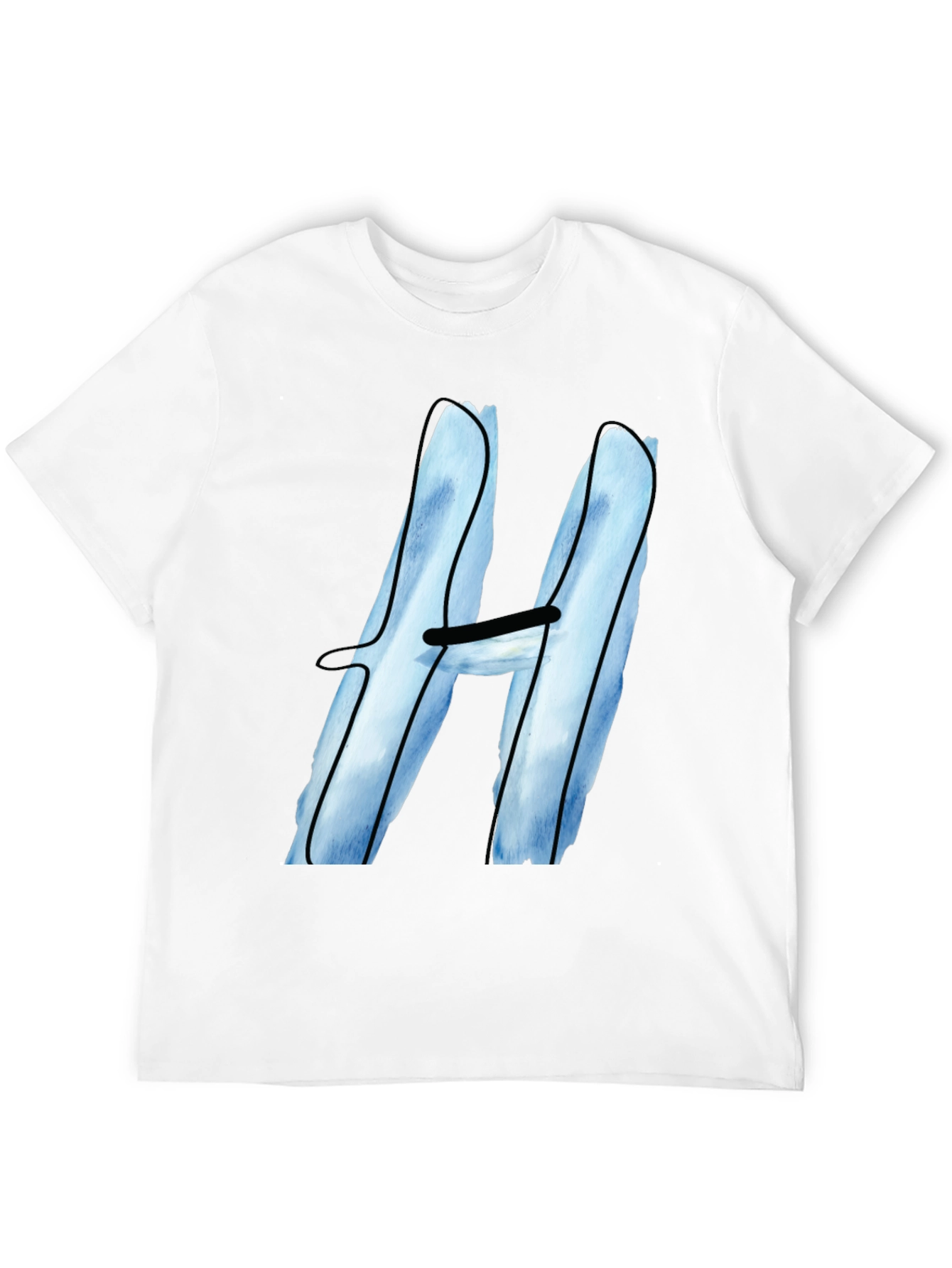 Cool Blue H Graphic Tee - Black Cotton Blend