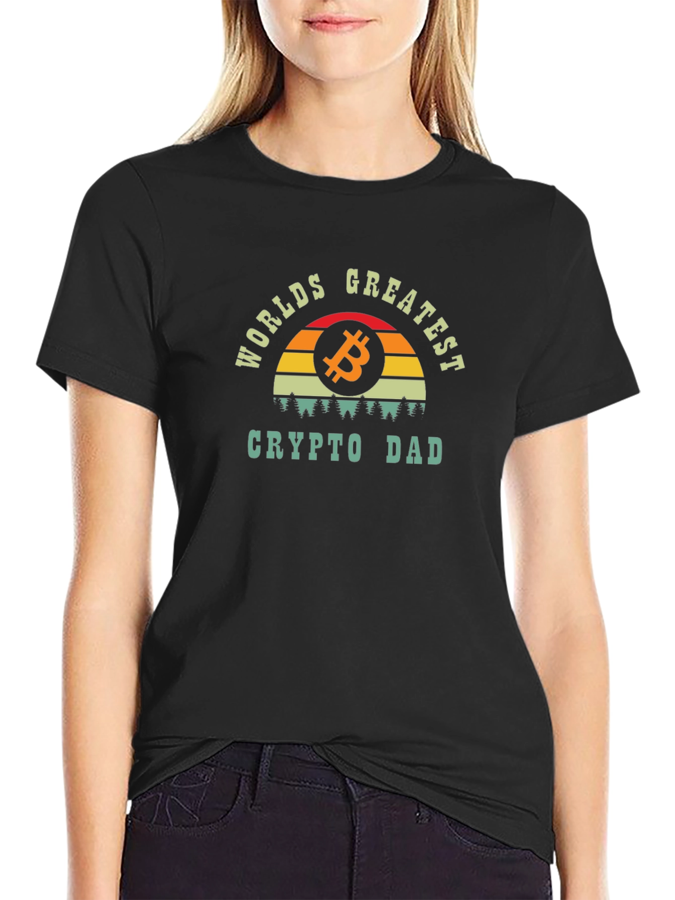 Worlds Greatest Crypto Dad Bitcoin Graphic T-Shirt