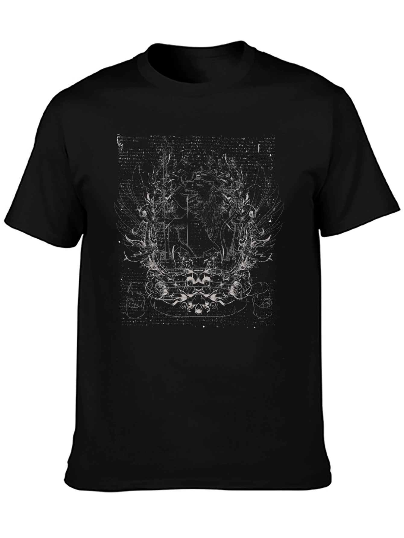 Gothic Black T-Shirt with Abstract Floral Design