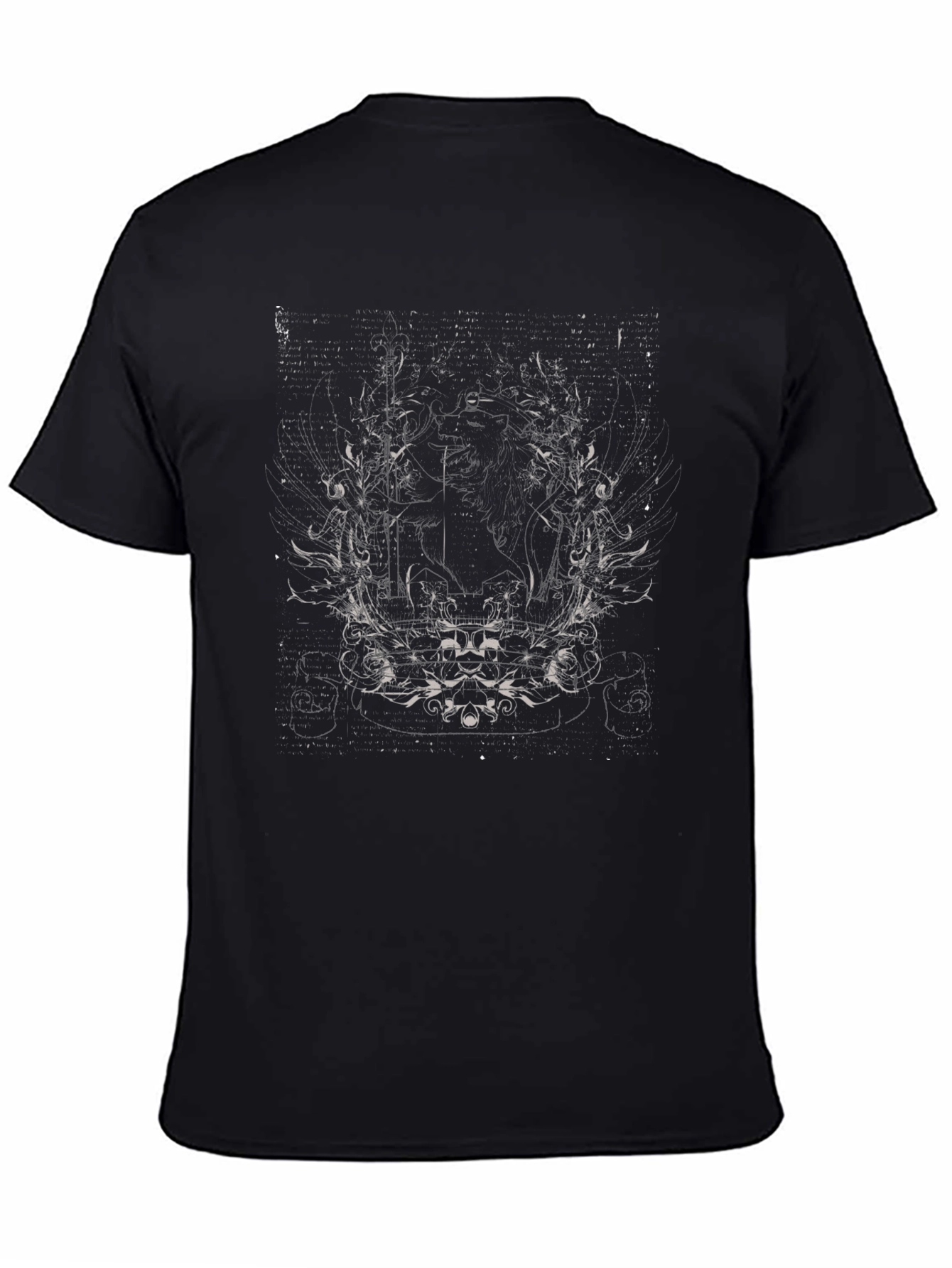 Gothic Black T-Shirt with Abstract Floral Design