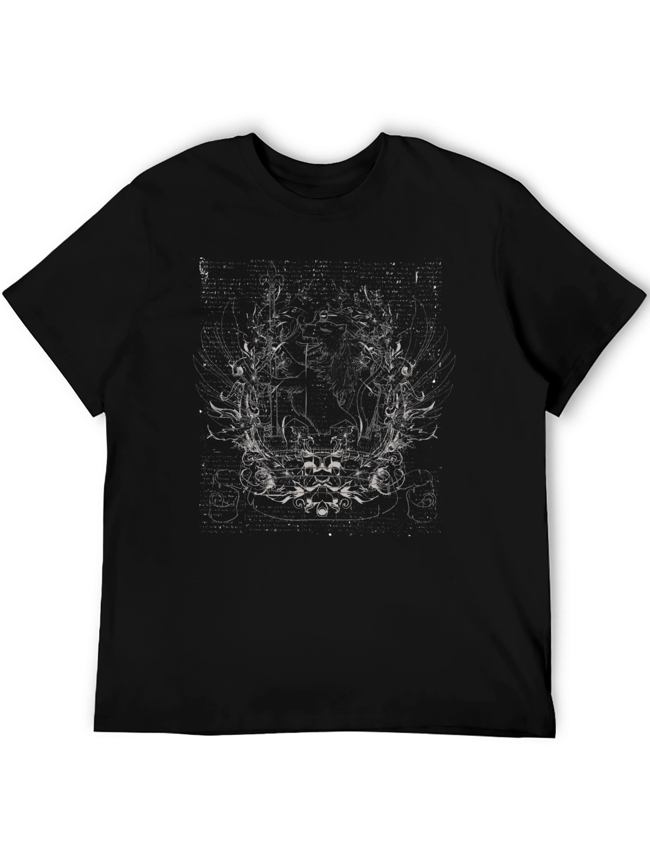 Gothic Black T-Shirt with Abstract Floral Design