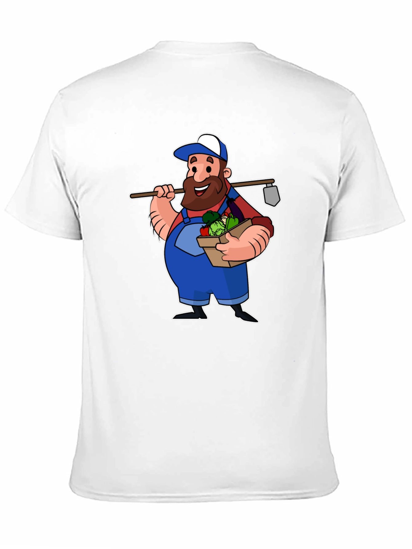 Cartoon Farmer Graphic T-Shirt - Black Cotton Tee