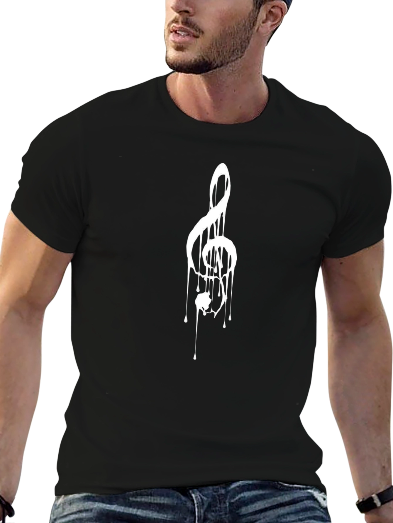 Music Drip Tee - Artistic Treble Clef Graphic T-Shirt