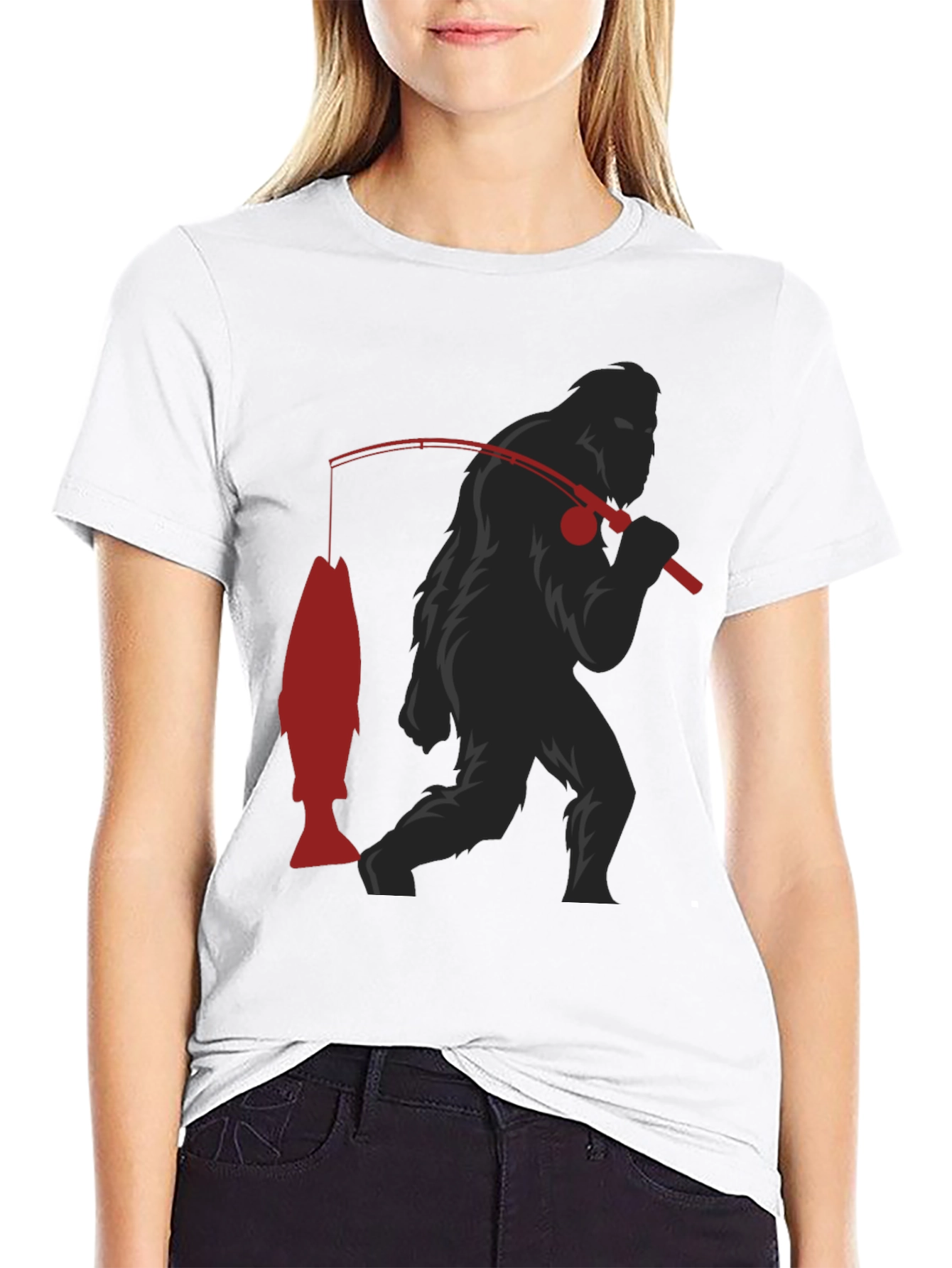 Bigfoot Fishing T-Shirt - Funny Sasquatch Tee