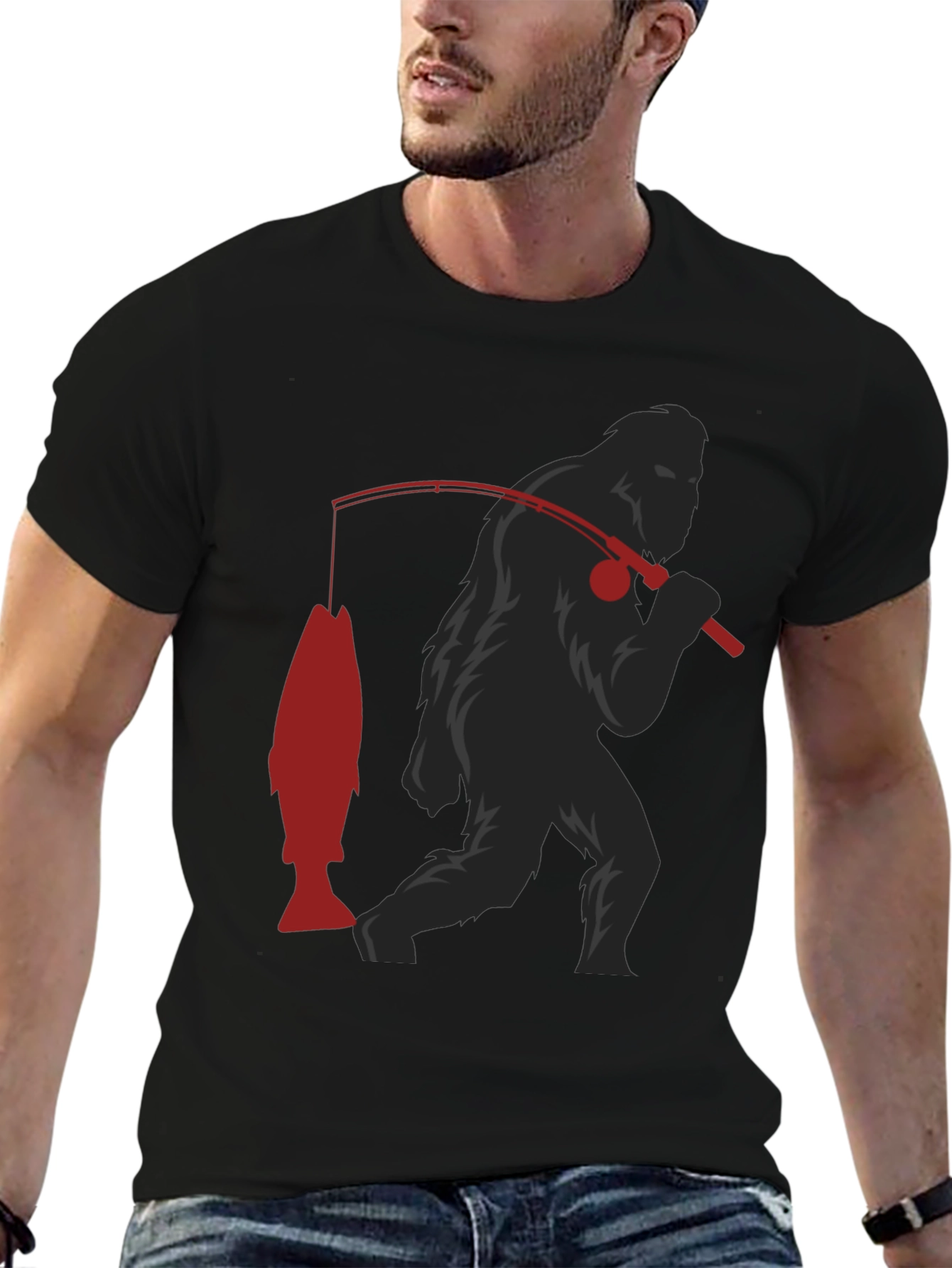 Bigfoot Fishing T-Shirt - Funny Sasquatch Tee