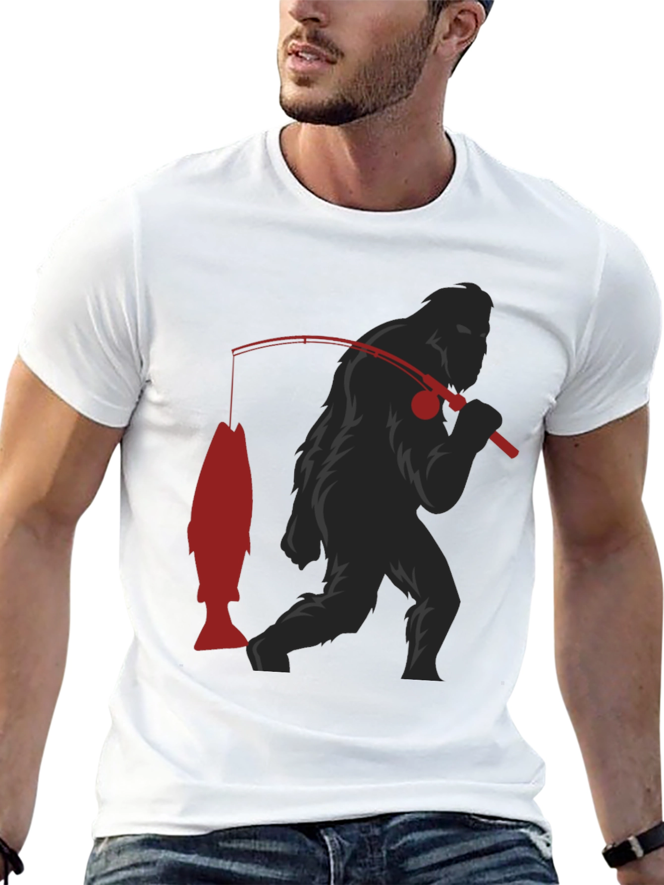 Bigfoot Fishing T-Shirt - Funny Sasquatch Tee