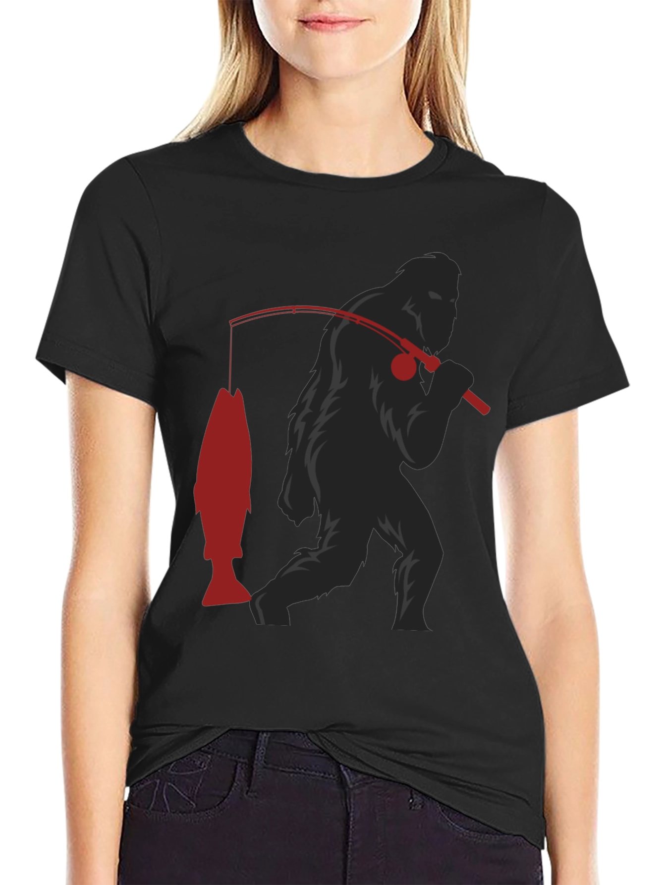 Bigfoot Fishing T-Shirt - Funny Sasquatch Tee
