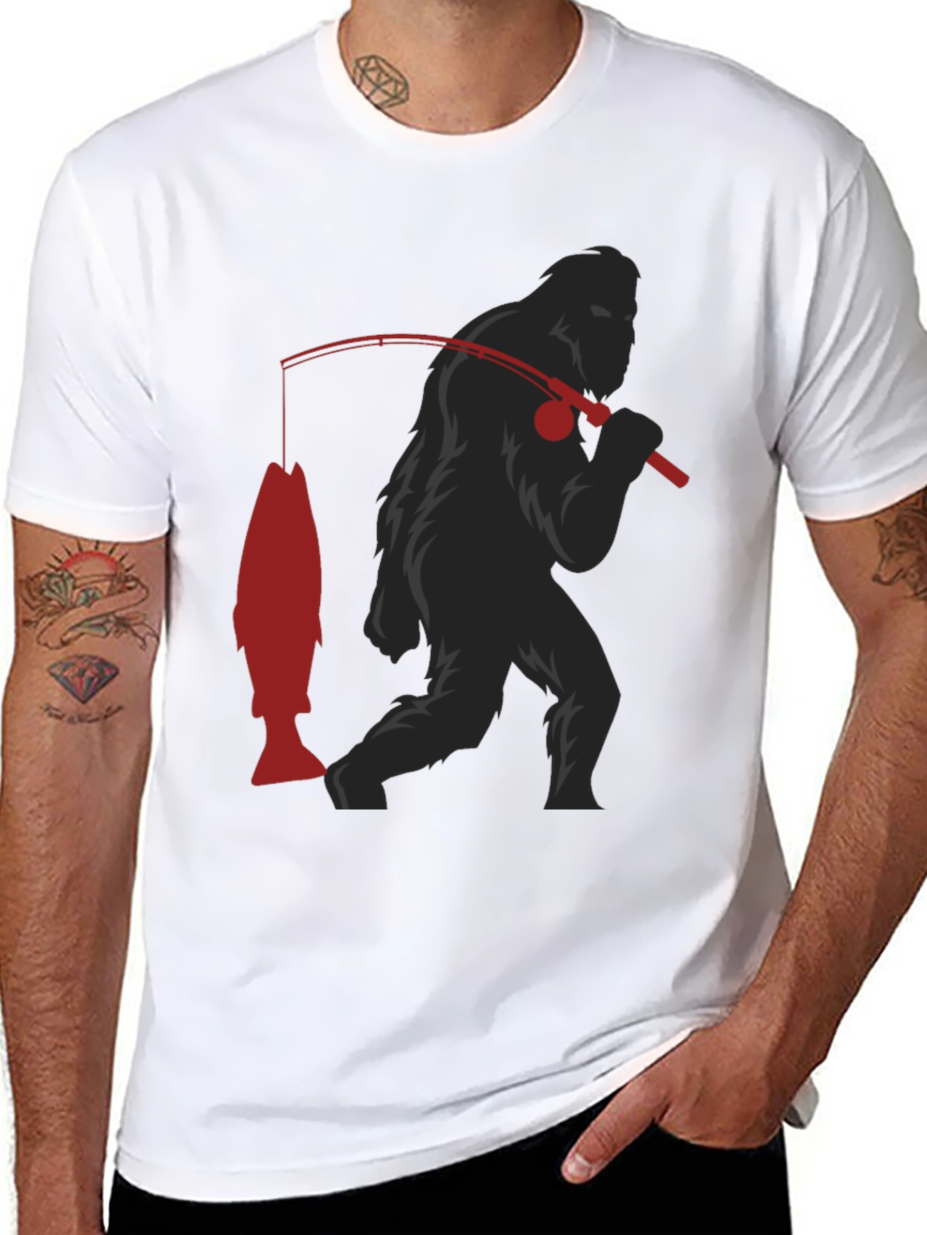 Bigfoot Fishing T-Shirt - Funny Sasquatch Tee