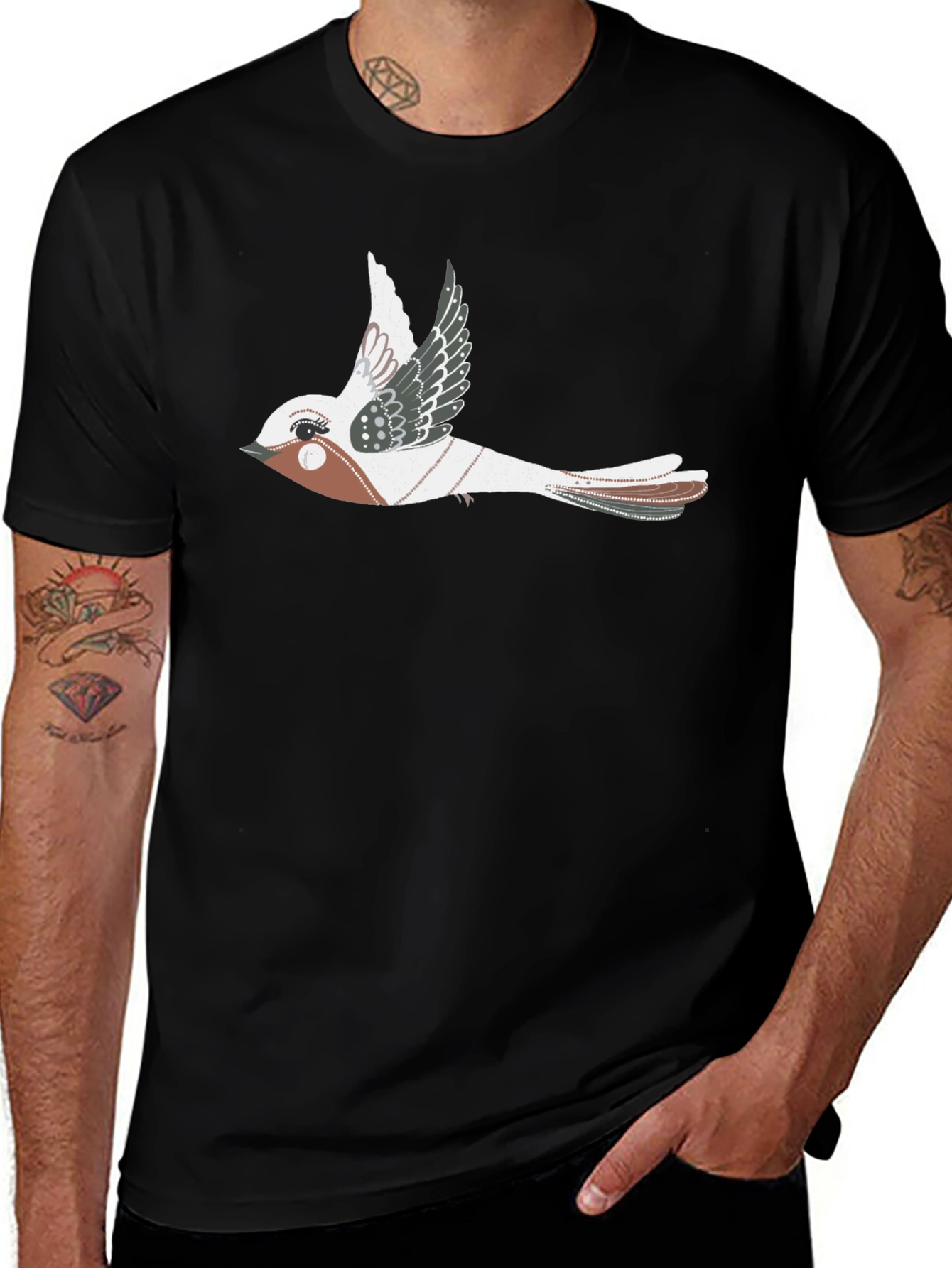 Bird Graphic Black T-Shirt
