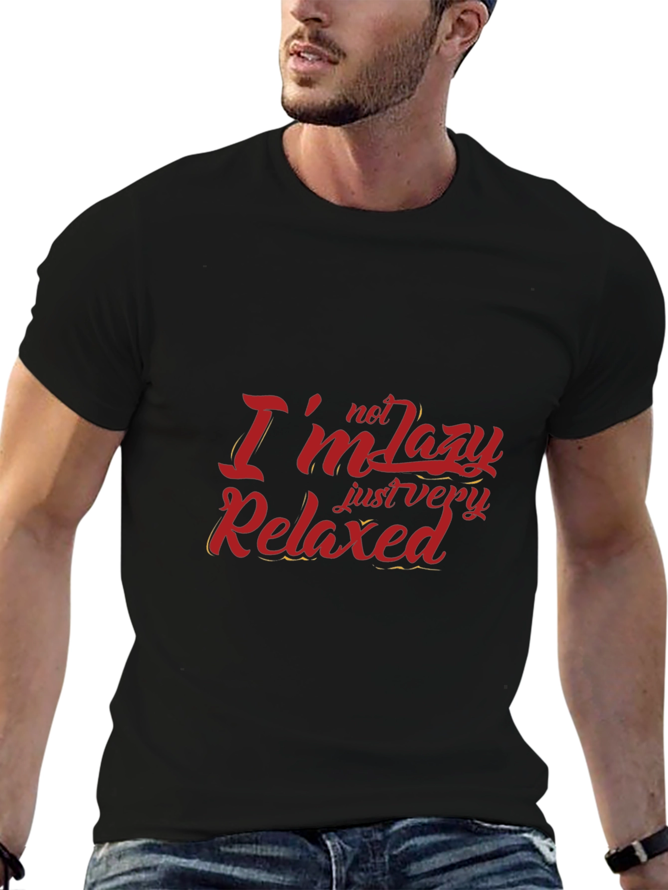 Relaxed Fit Graphic Tee - Im Not Lazy