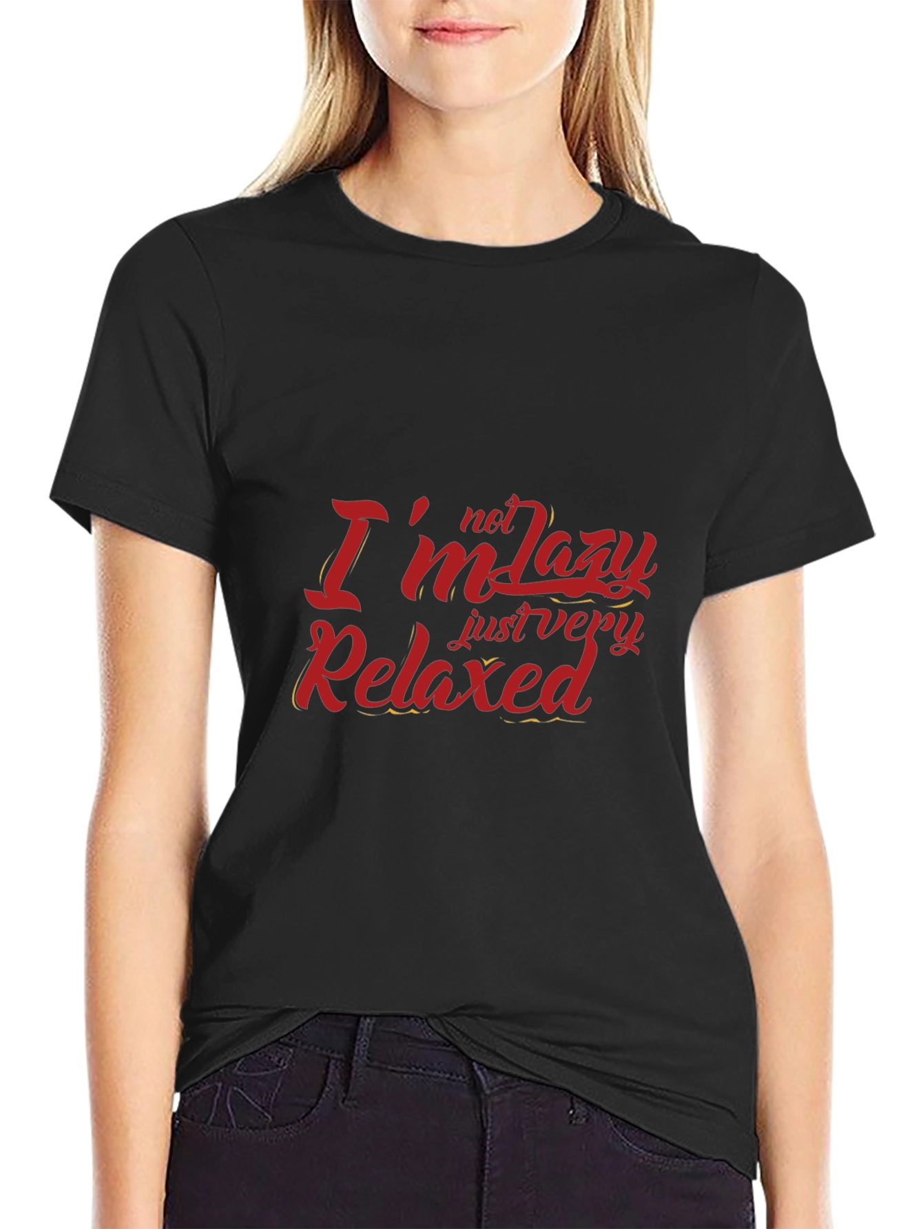 Relaxed Fit Graphic Tee - Im Not Lazy