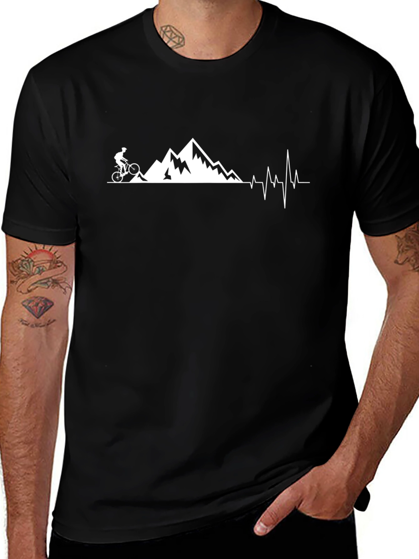Mountain Biking Heartbeat Tee - Adventure Ready!