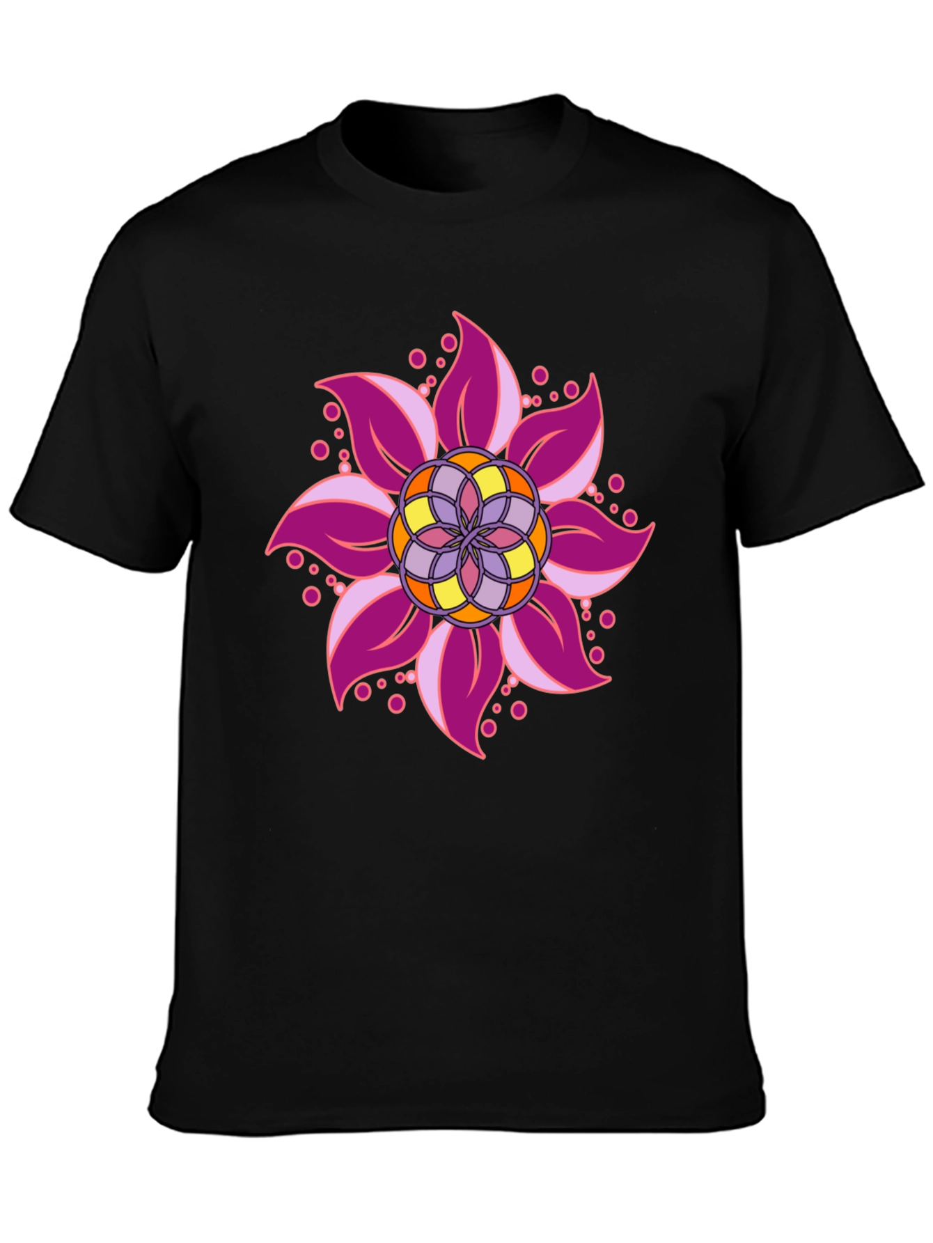 Floral Mandala Graphic Black T-Shirt