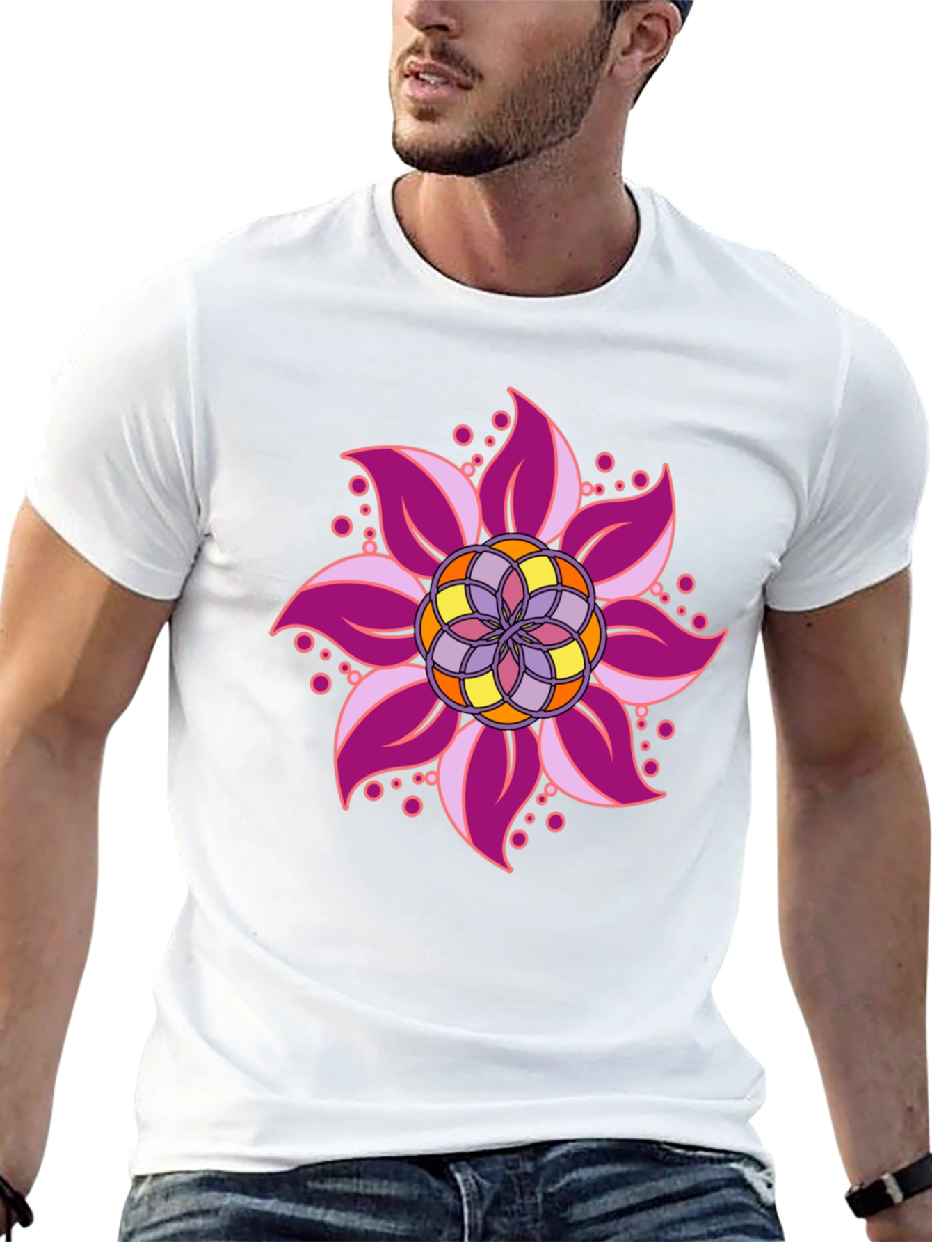 Floral Mandala Graphic Black T-Shirt