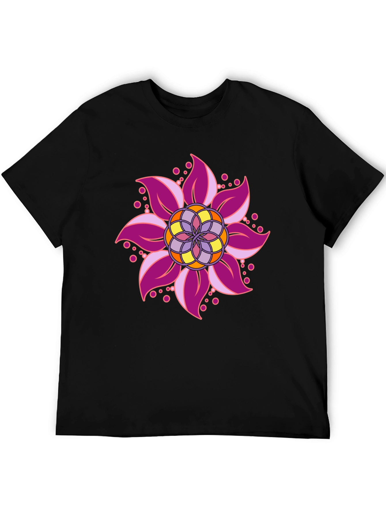 Floral Mandala Graphic Black T-Shirt