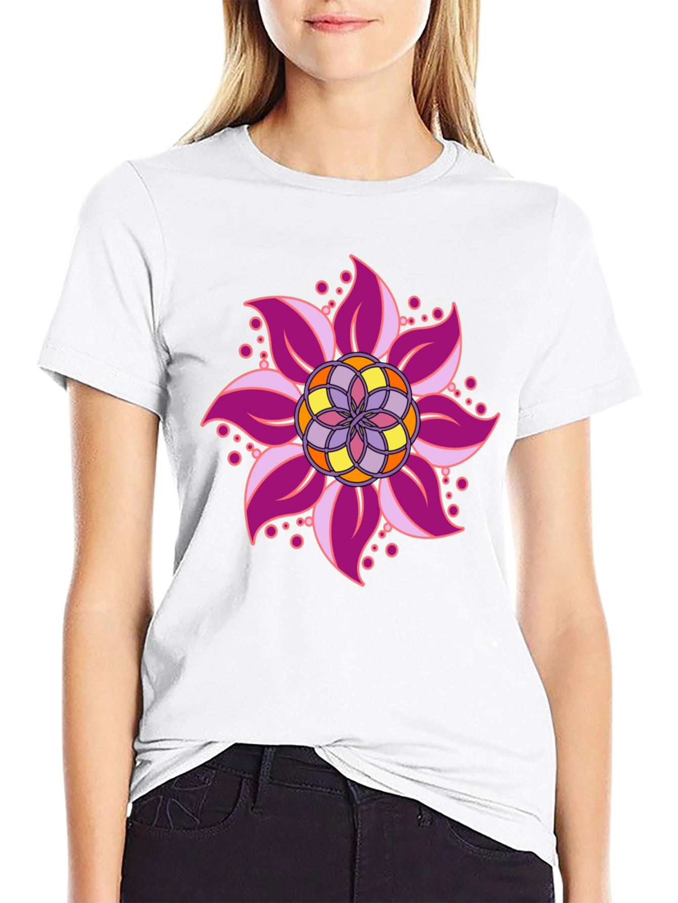 Floral Mandala Graphic Black T-Shirt