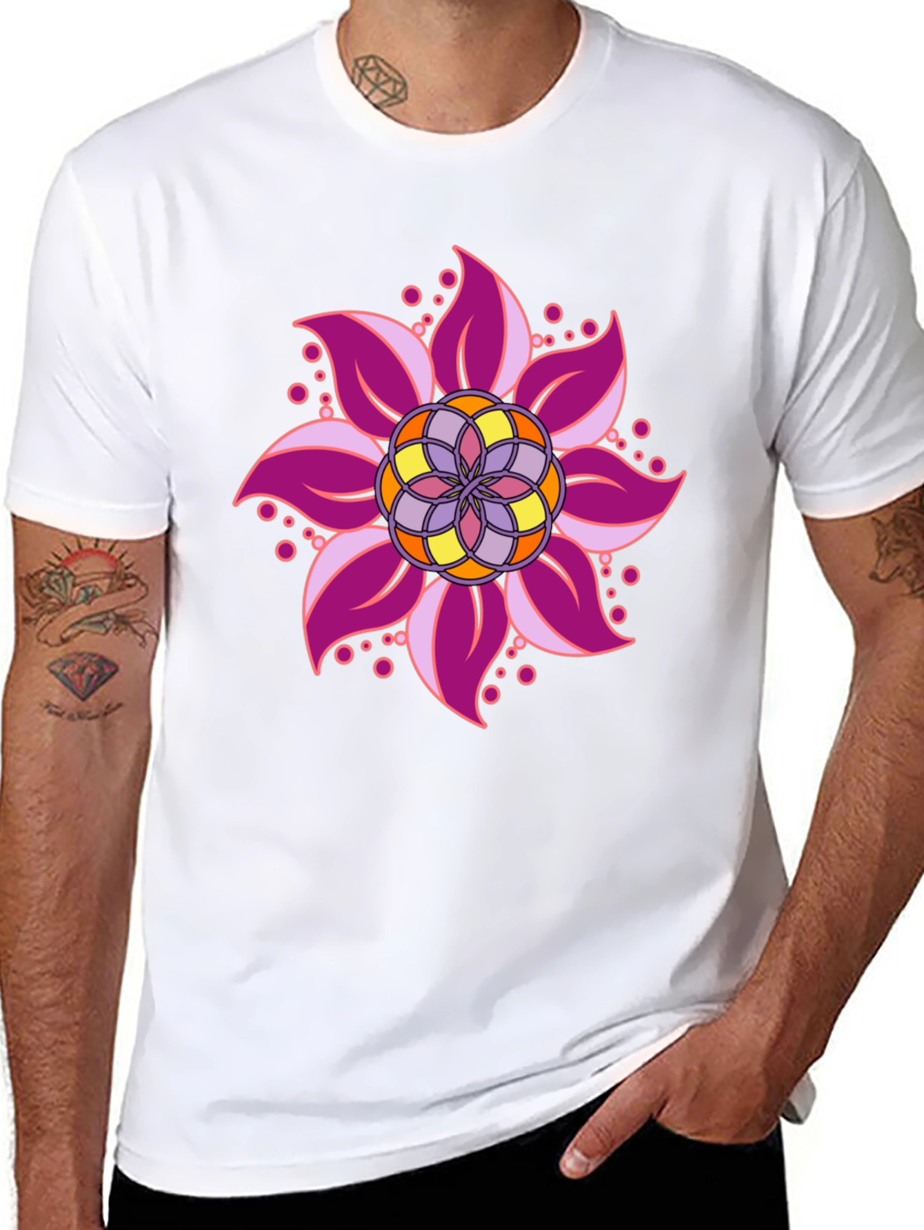 Floral Mandala Graphic Black T-Shirt