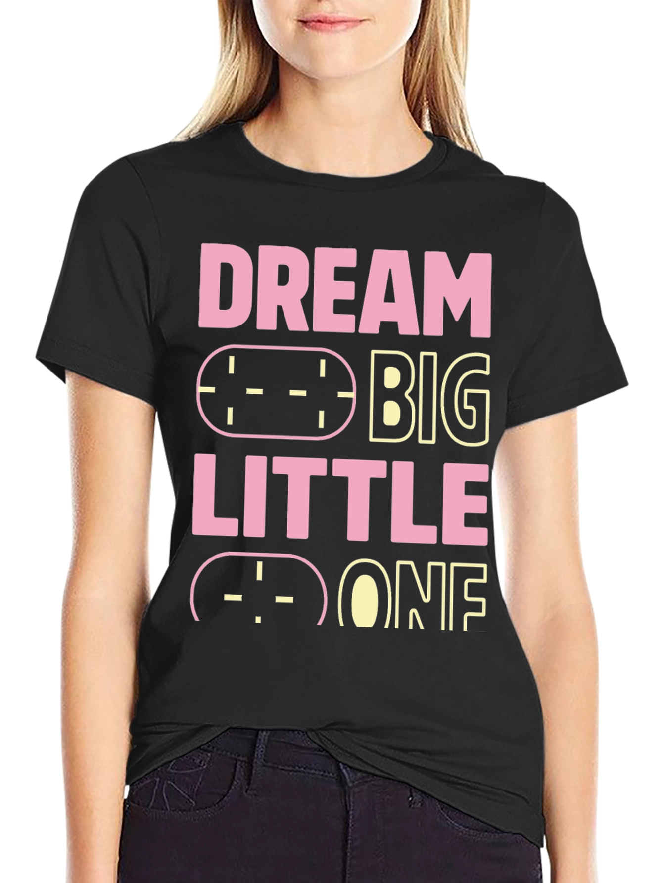 Dream Big Little One Black Graphic Tee
