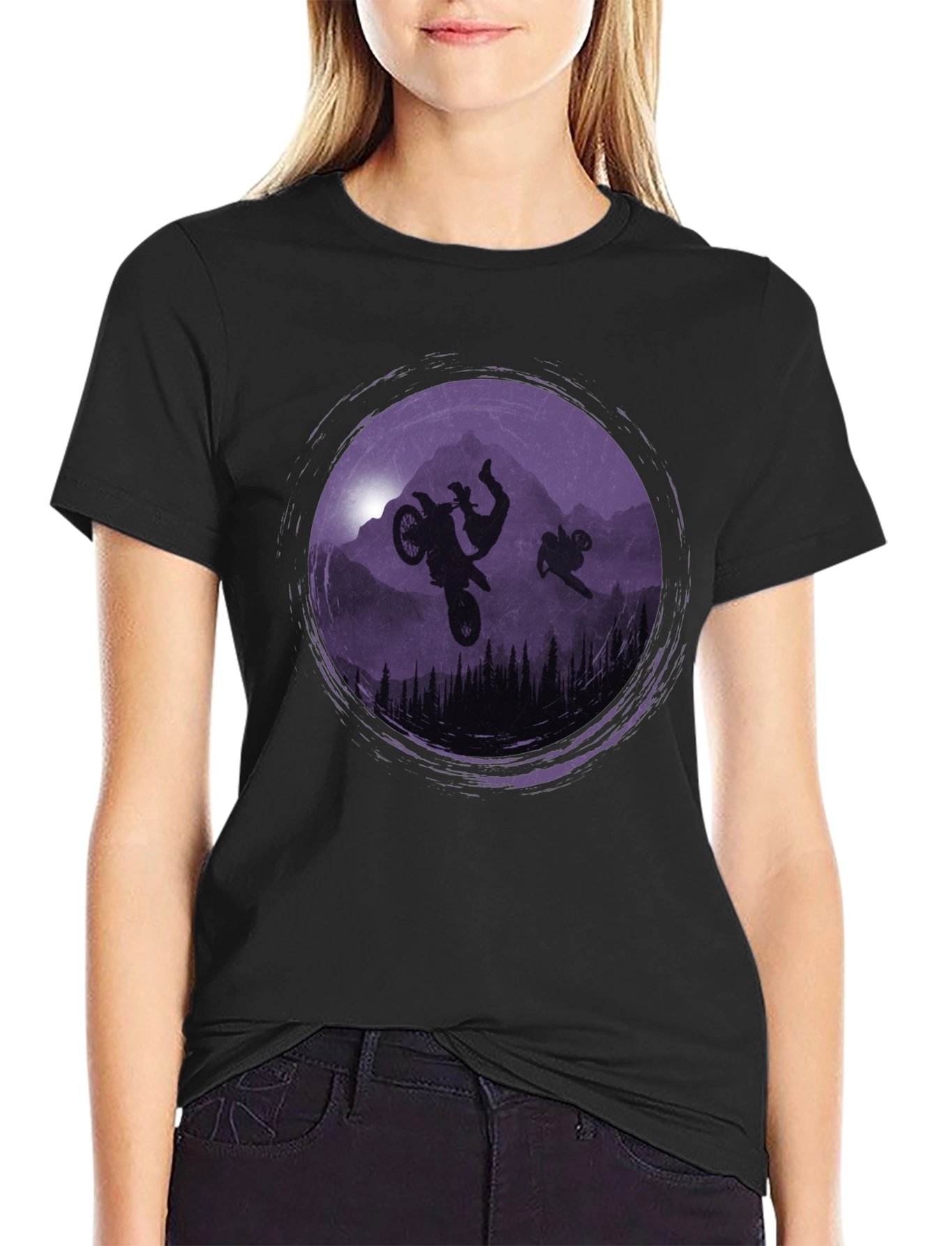 Motorcycle Mountain Silhouette T-Shirt