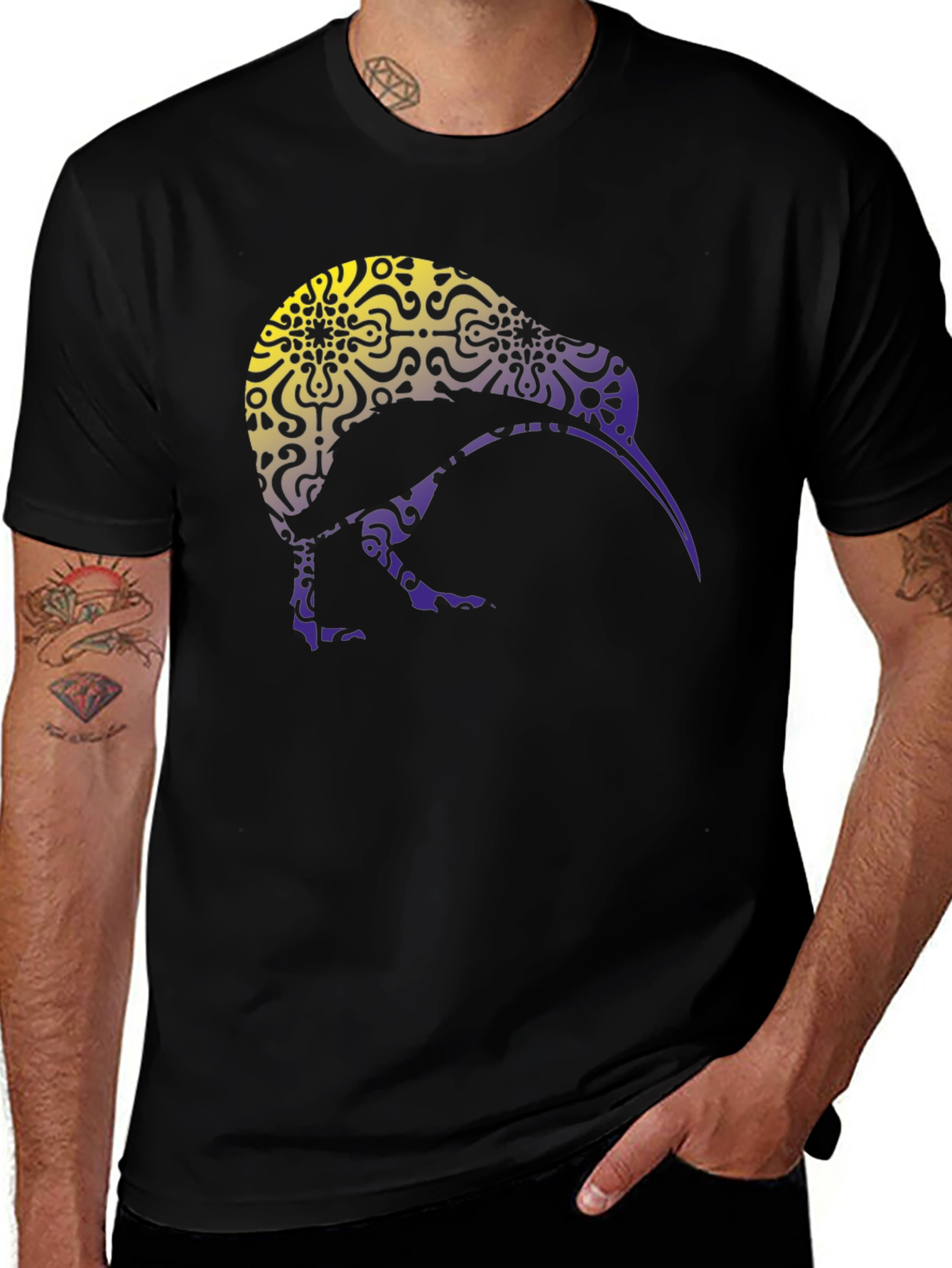 Kiwi Bird Graphic Tee - Stylish Mens Black T-Shirt