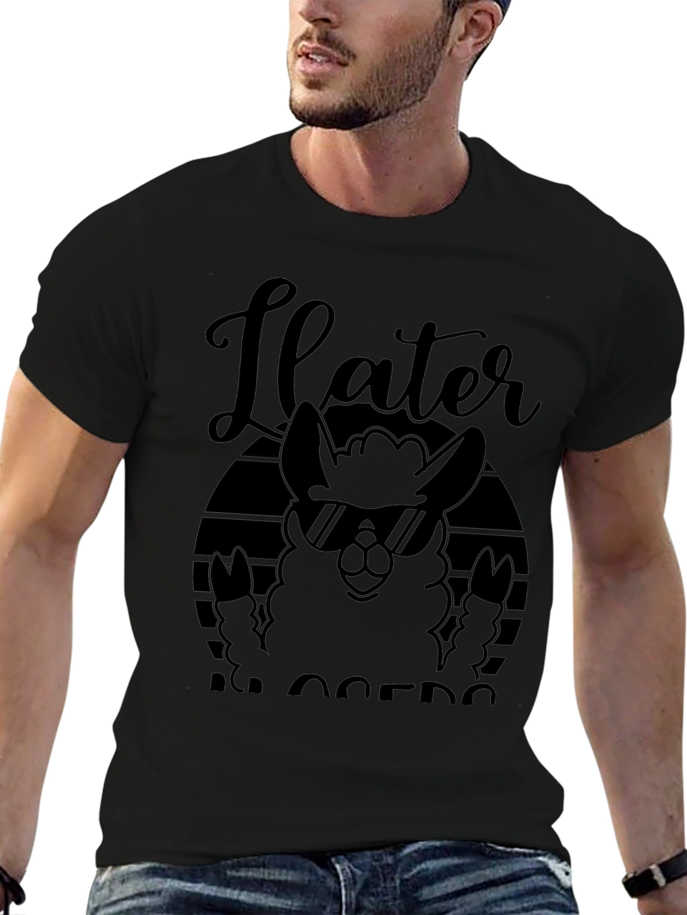 Ilater Llama Cool Dude Black T-Shirt