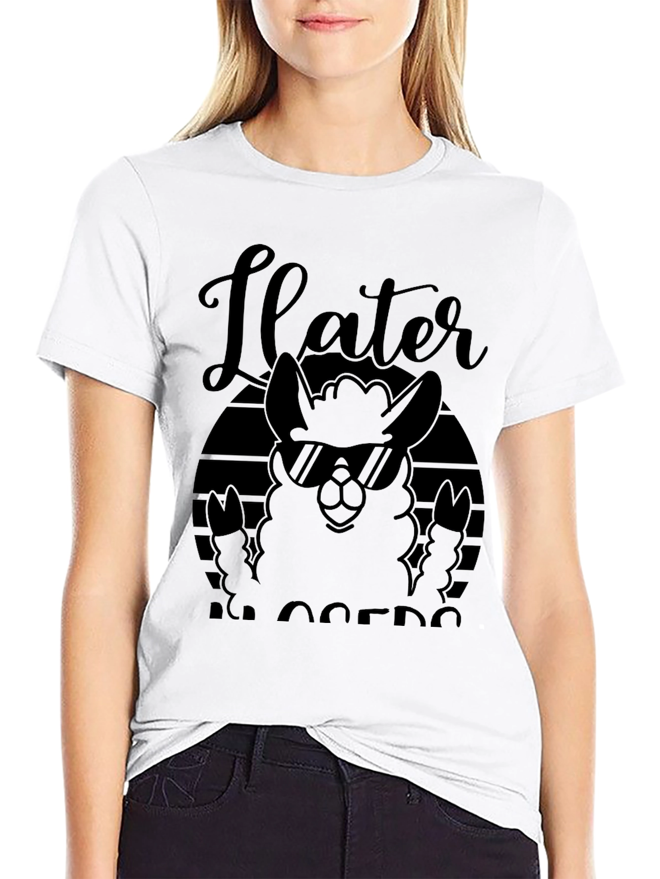 Ilater Llama Cool Dude Black T-Shirt