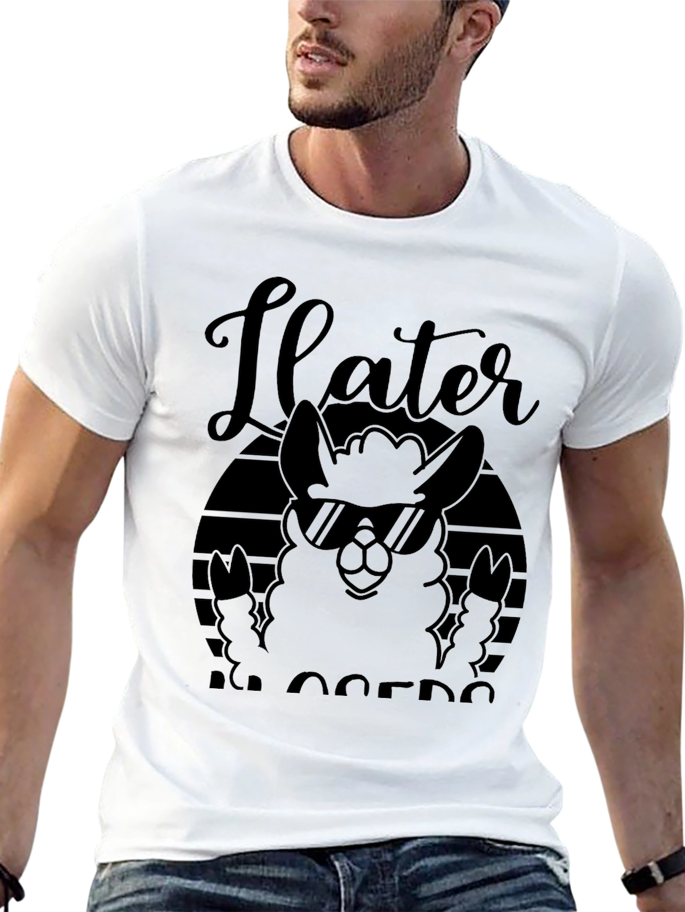 Ilater Llama Cool Dude Black T-Shirt