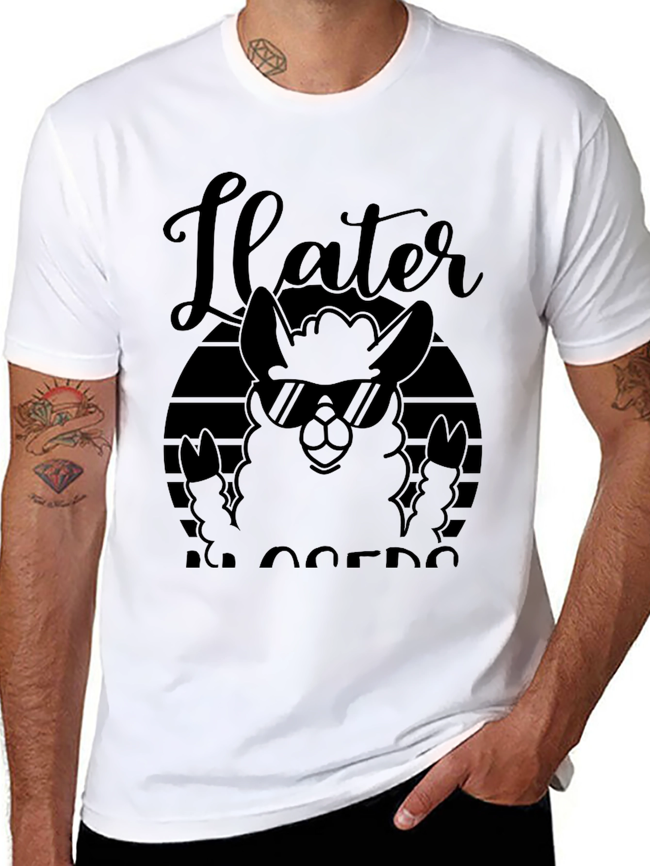 Ilater Llama Cool Dude Black T-Shirt