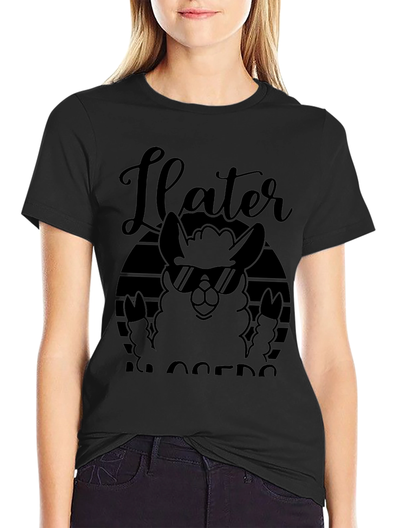 Ilater Llama Cool Dude Black T-Shirt