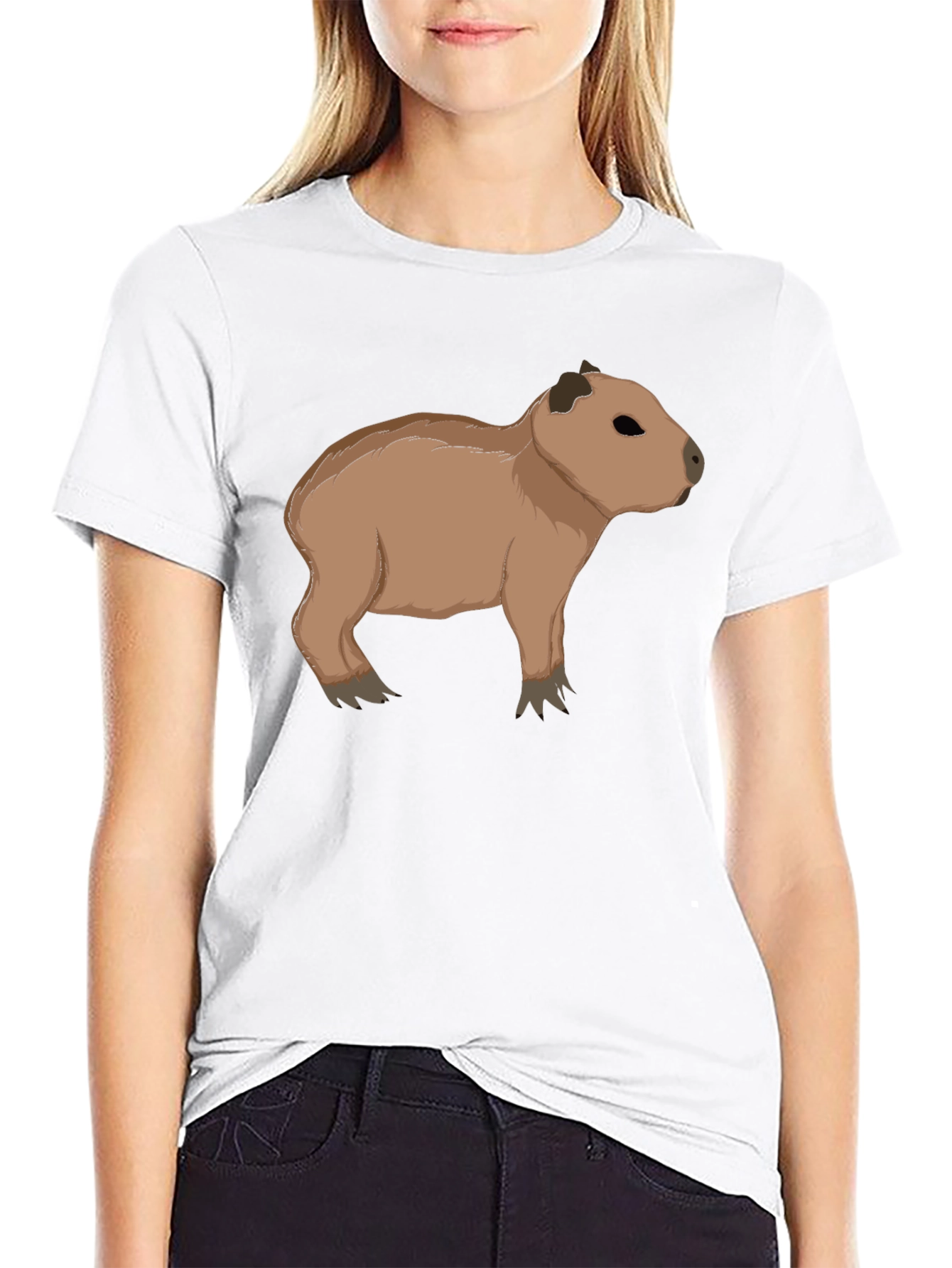 Capybara Graphic Tee - Black Cotton T-Shirt