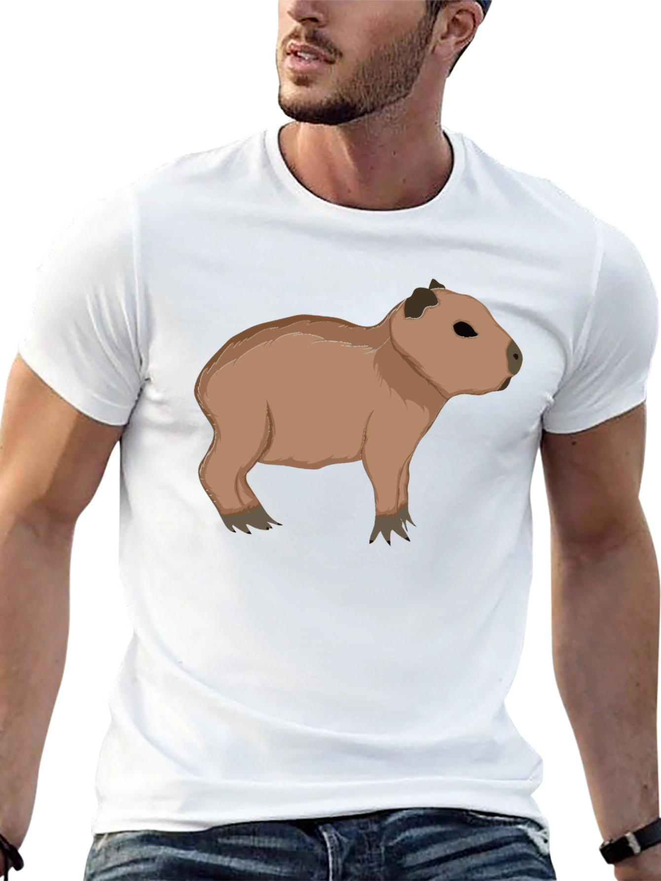 Capybara Graphic Tee - Black Cotton T-Shirt