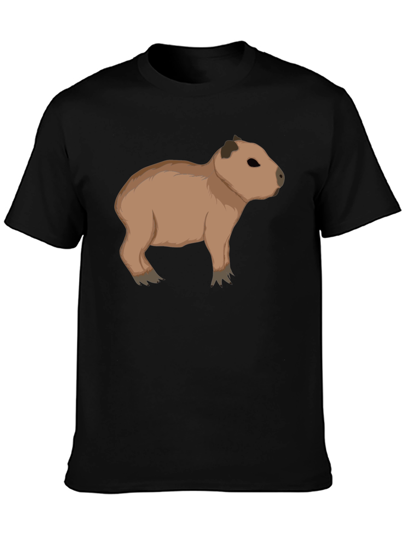Capybara Graphic Tee - Black Cotton T-Shirt