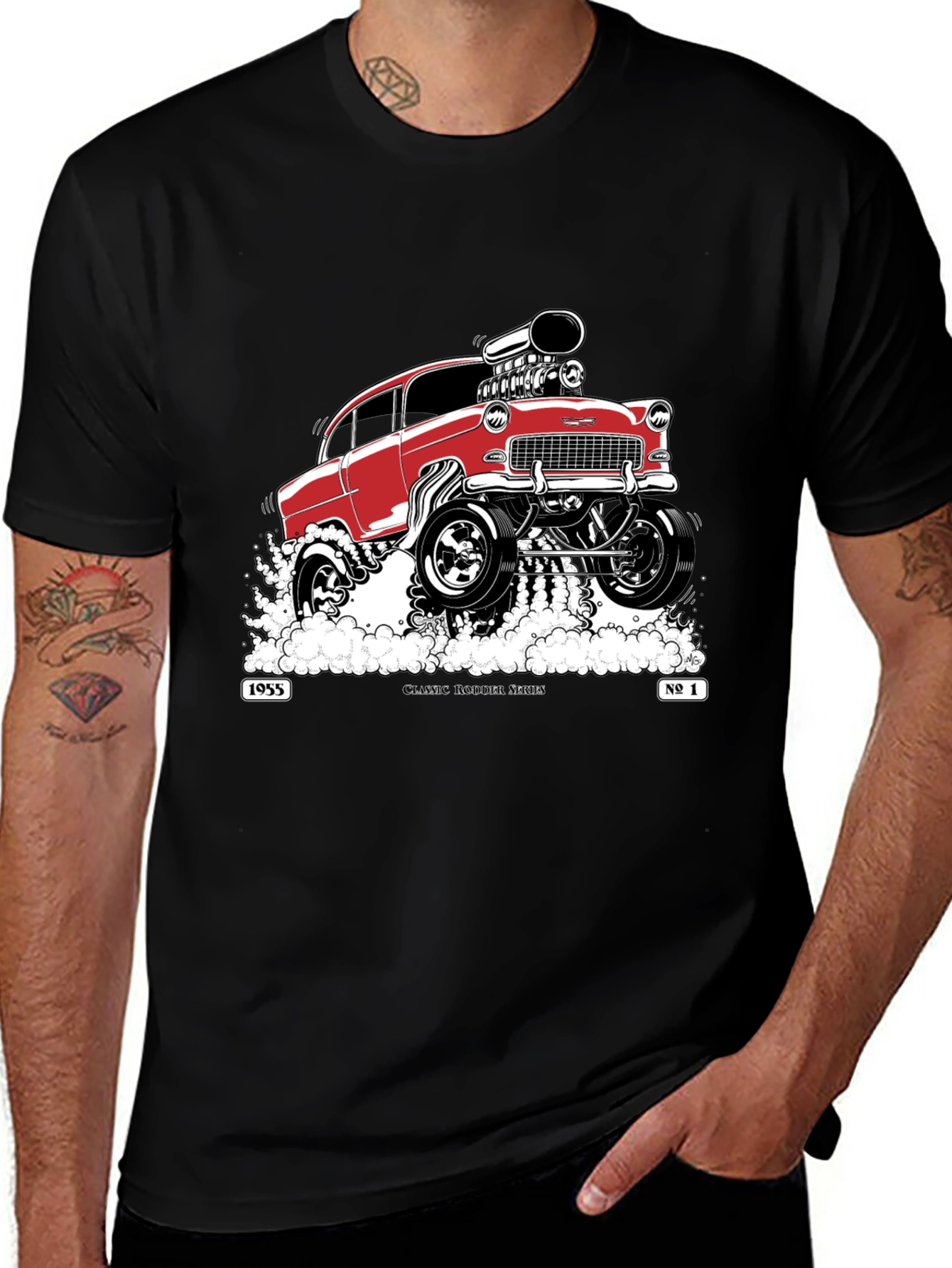 Classic 1955 Hot Rod T-Shirt - Black