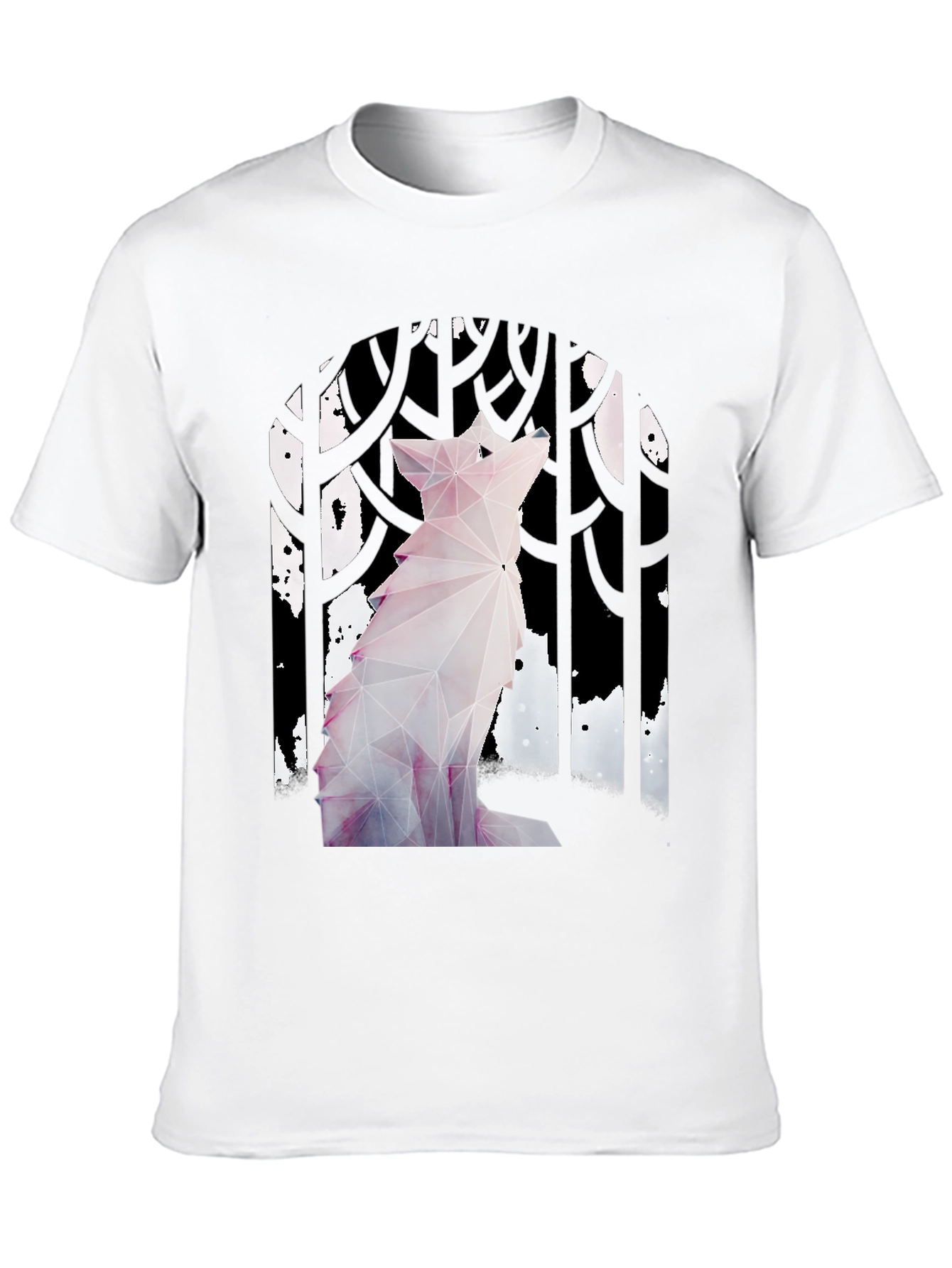Geometric Wolf Graphic Tee - Black Cotton T-Shirt