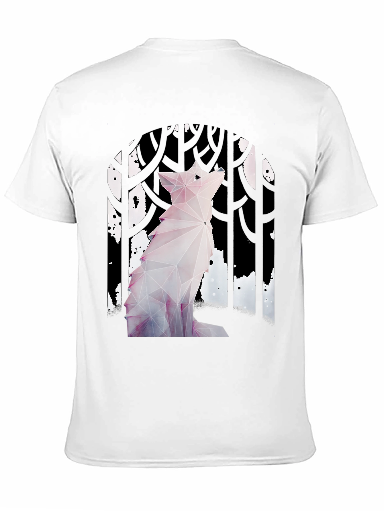Geometric Wolf Graphic Tee - Black Cotton T-Shirt
