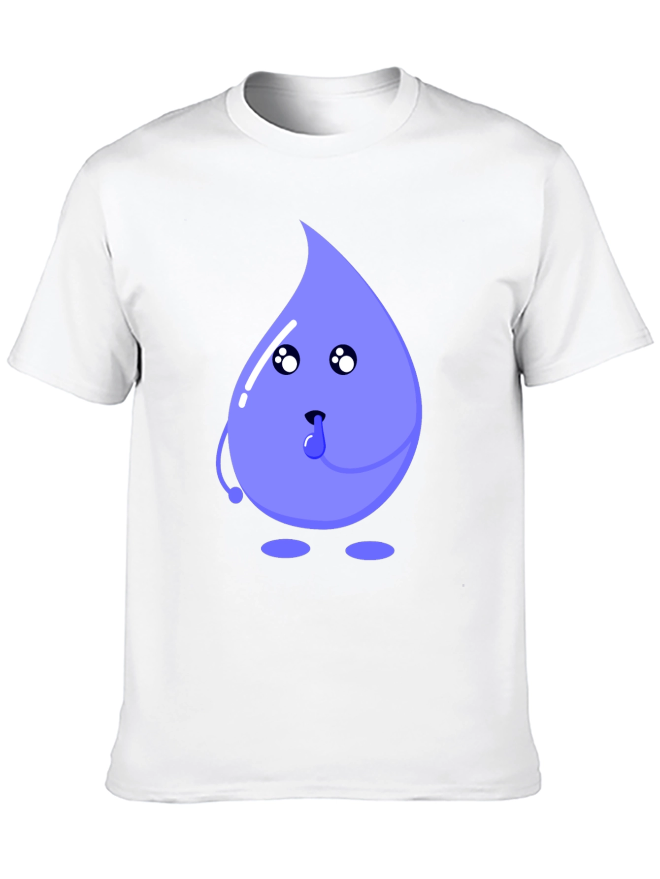 Cartoon Droplet Graphic Tee - Black Cotton T-Shirt