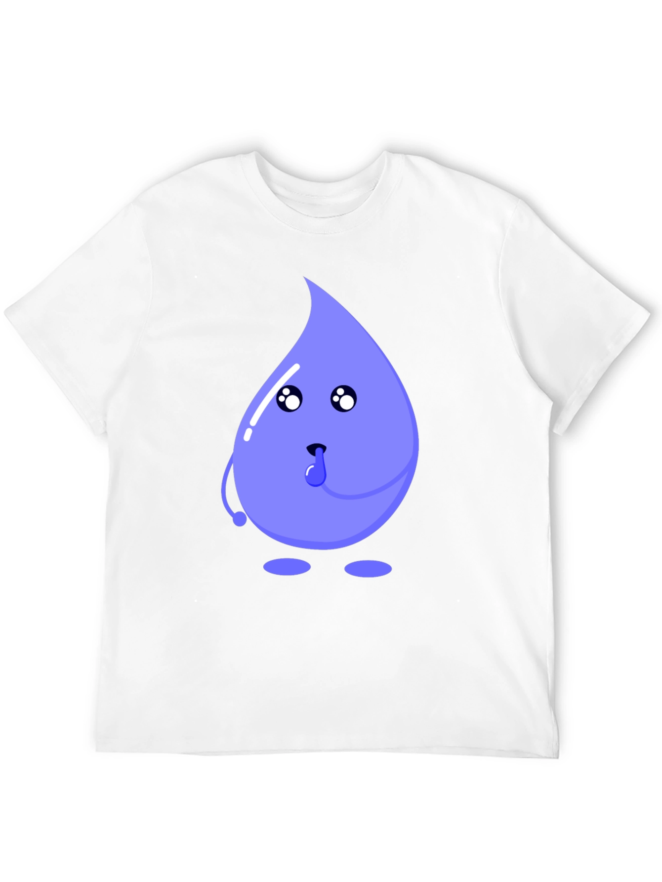 Cartoon Droplet Graphic Tee - Black Cotton T-Shirt