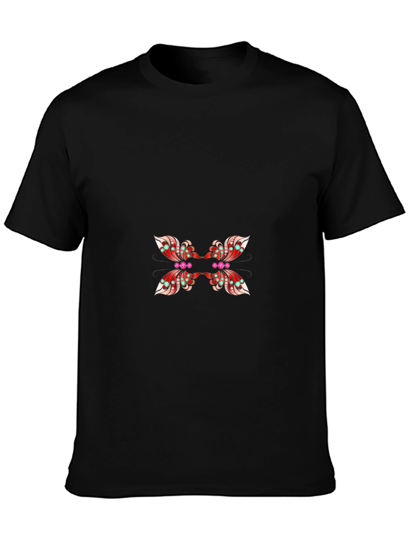 Stylish Black Tee with Butterfly Design