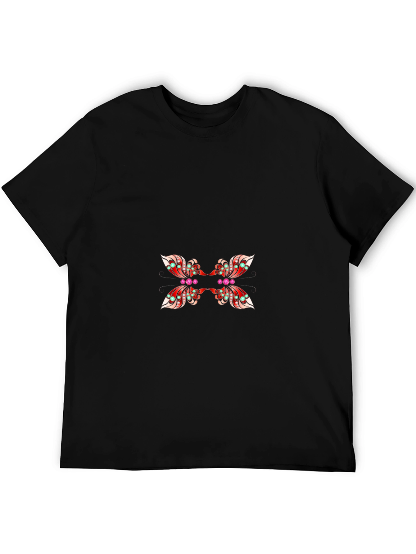 Stylish Black Tee with Butterfly Design