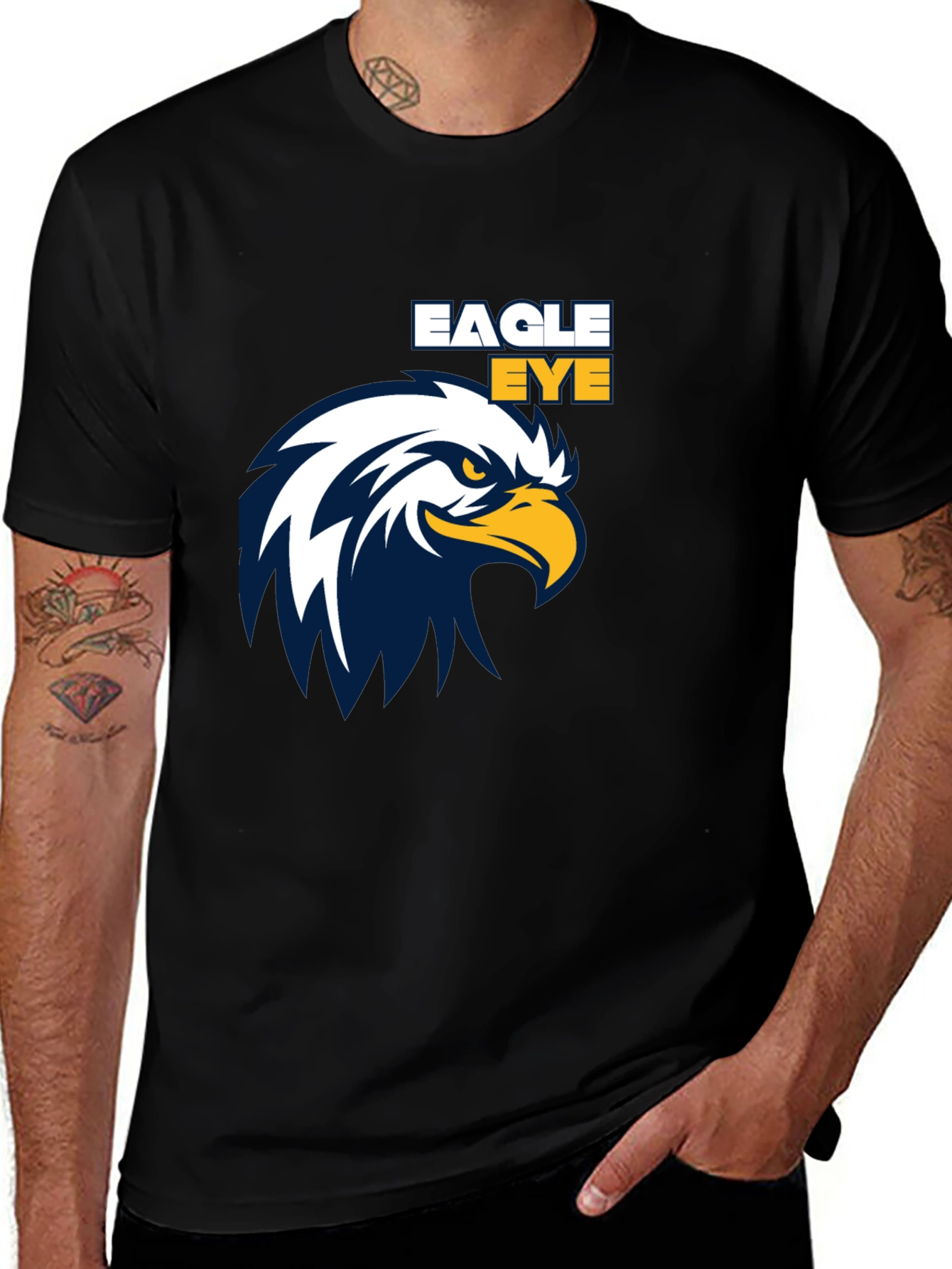 Eagle Eye Graphic Print Black T-Shirt