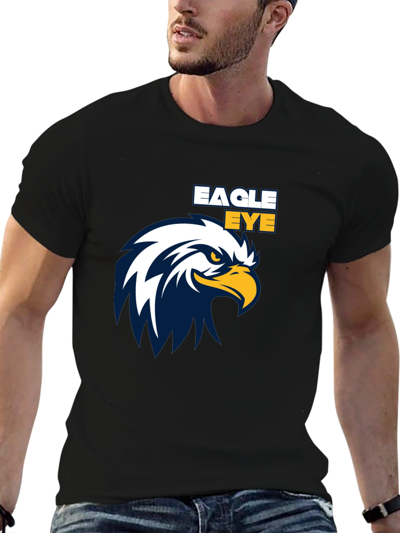 Eagle Eye Graphic Print Black T-Shirt