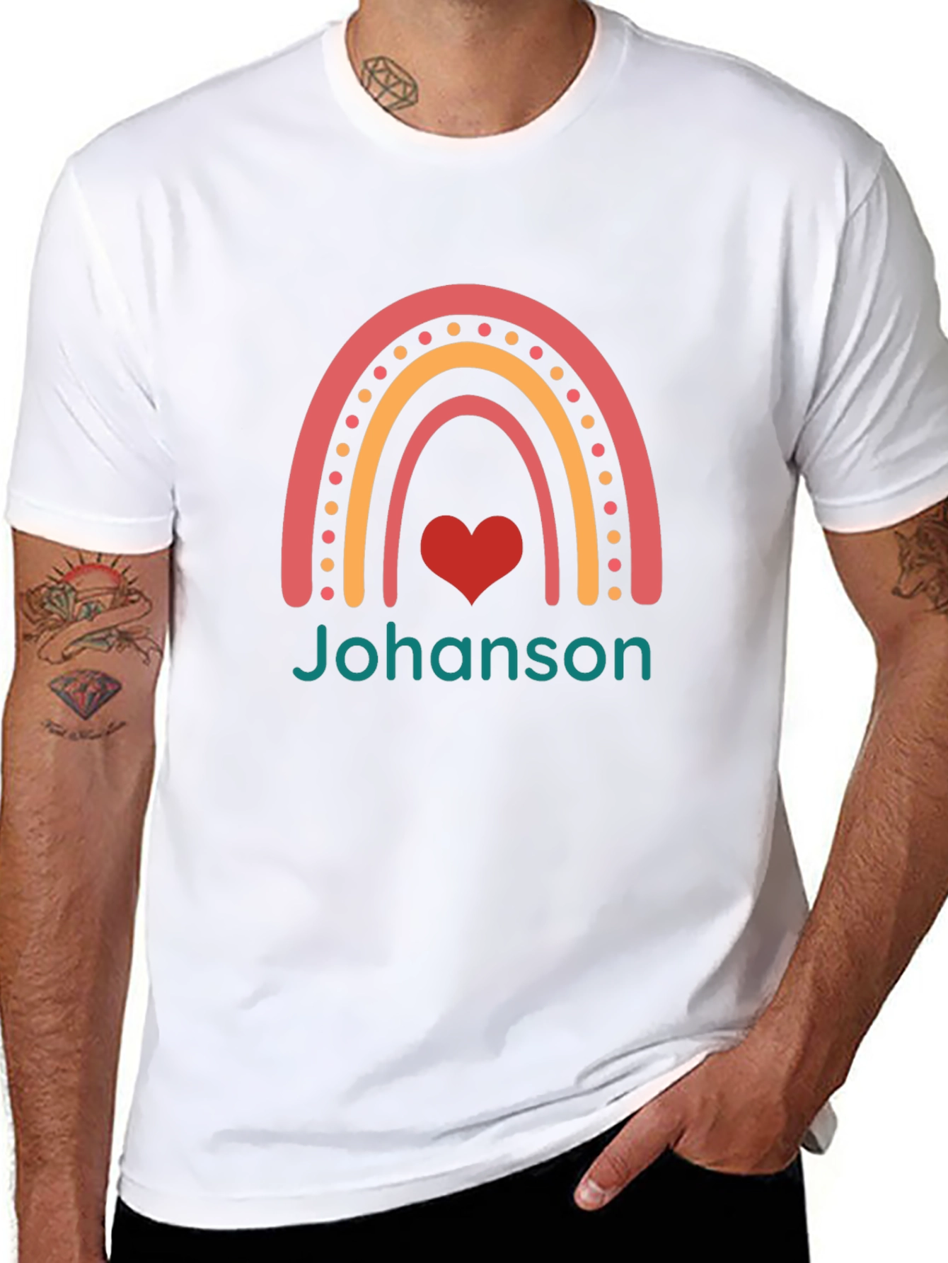 Rainbow Heart Personalized T-Shirt - Johanson
