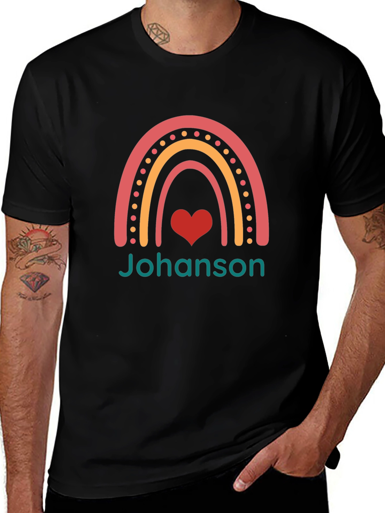 Rainbow Heart Personalized T-Shirt - Johanson